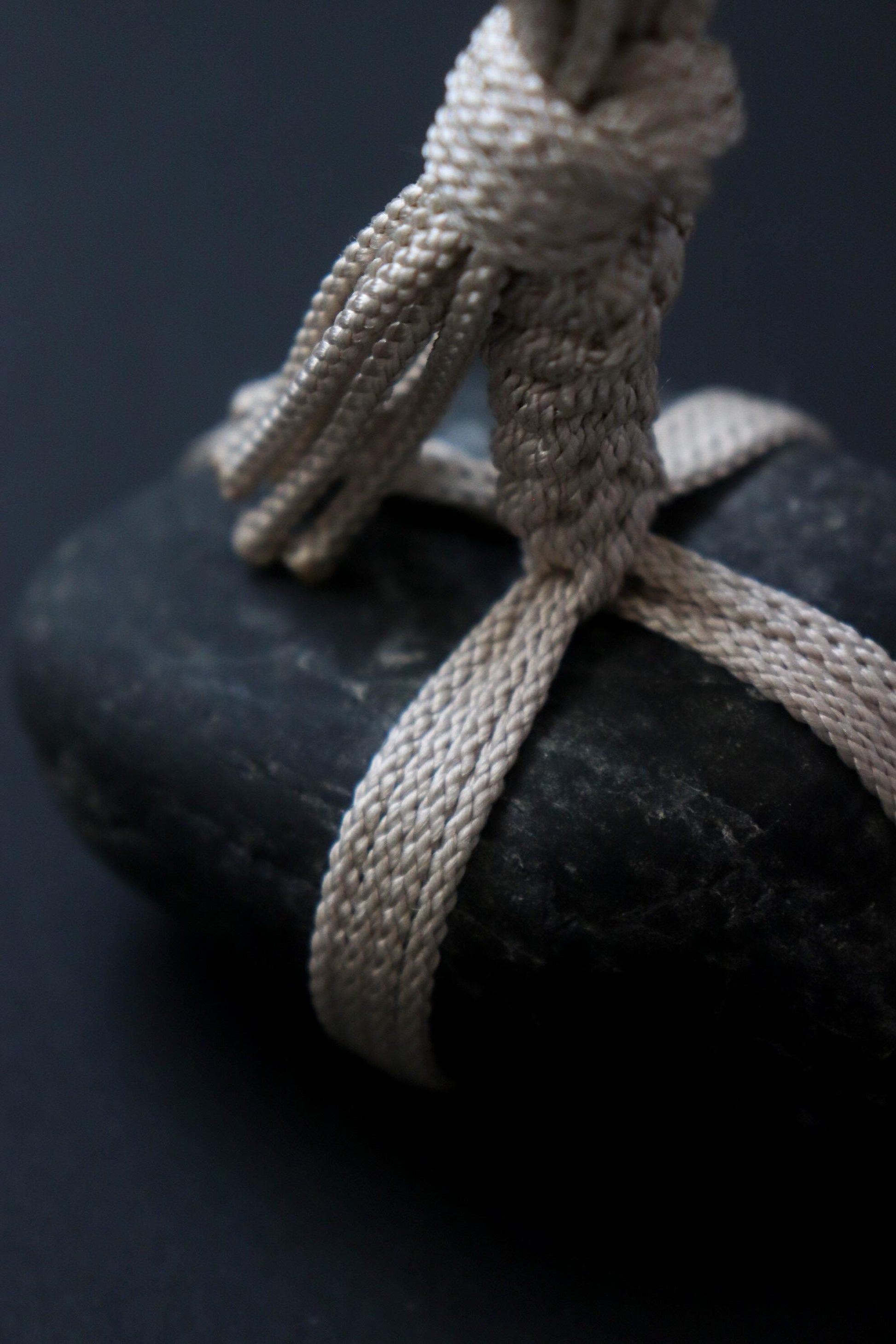 One of a Kind Sekimori Ishi – Nachiguro Stone with Traditional Edo-Uchi Kumihimo Cord | Japanese Guardian Stone | Zen Decor