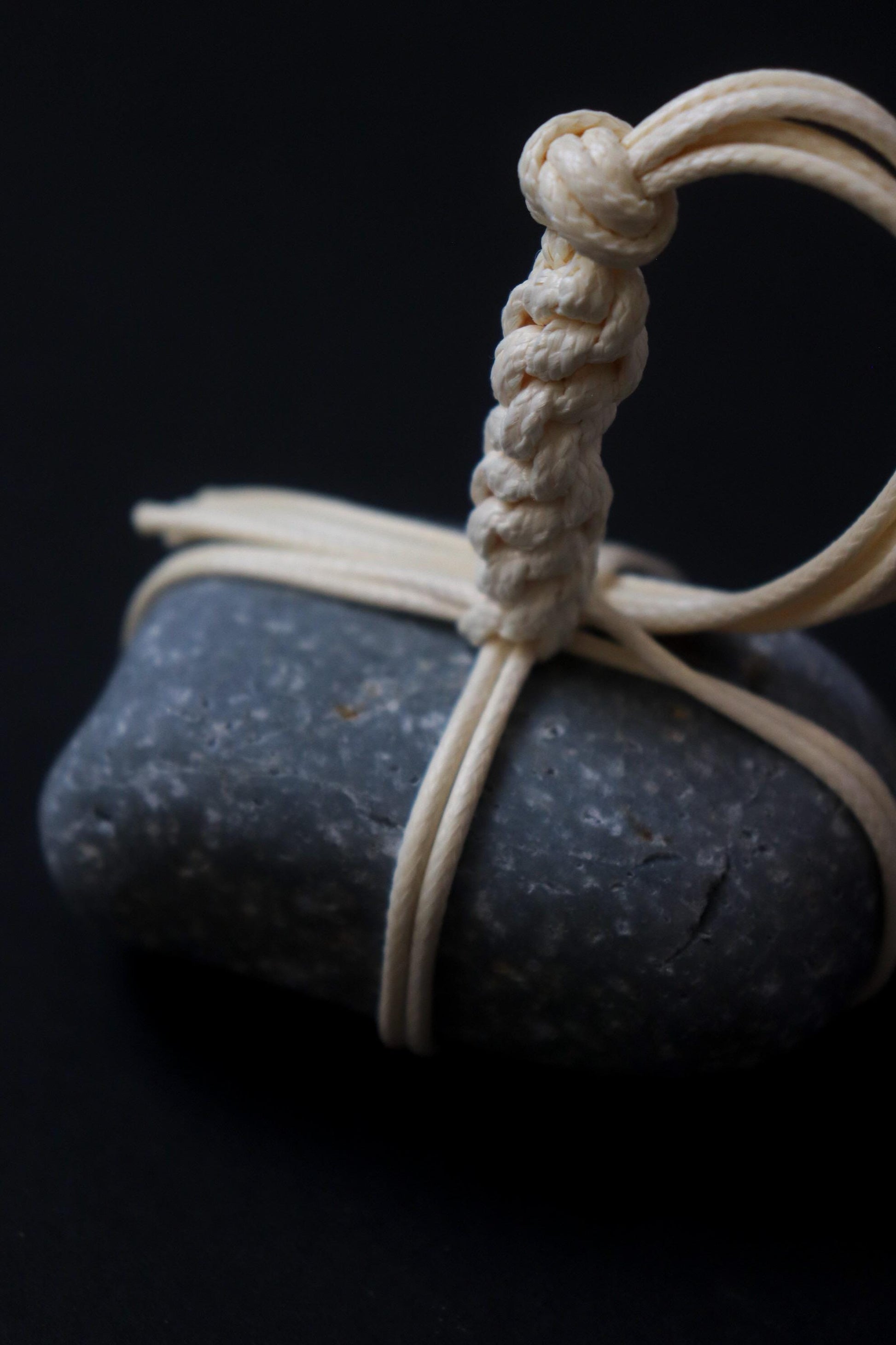 One of a Kind Sekimori Ishi – Natural Gray Stone from Niigata with Waxed Cord | Japanese Guardian Stone | Minimal Zen Decor