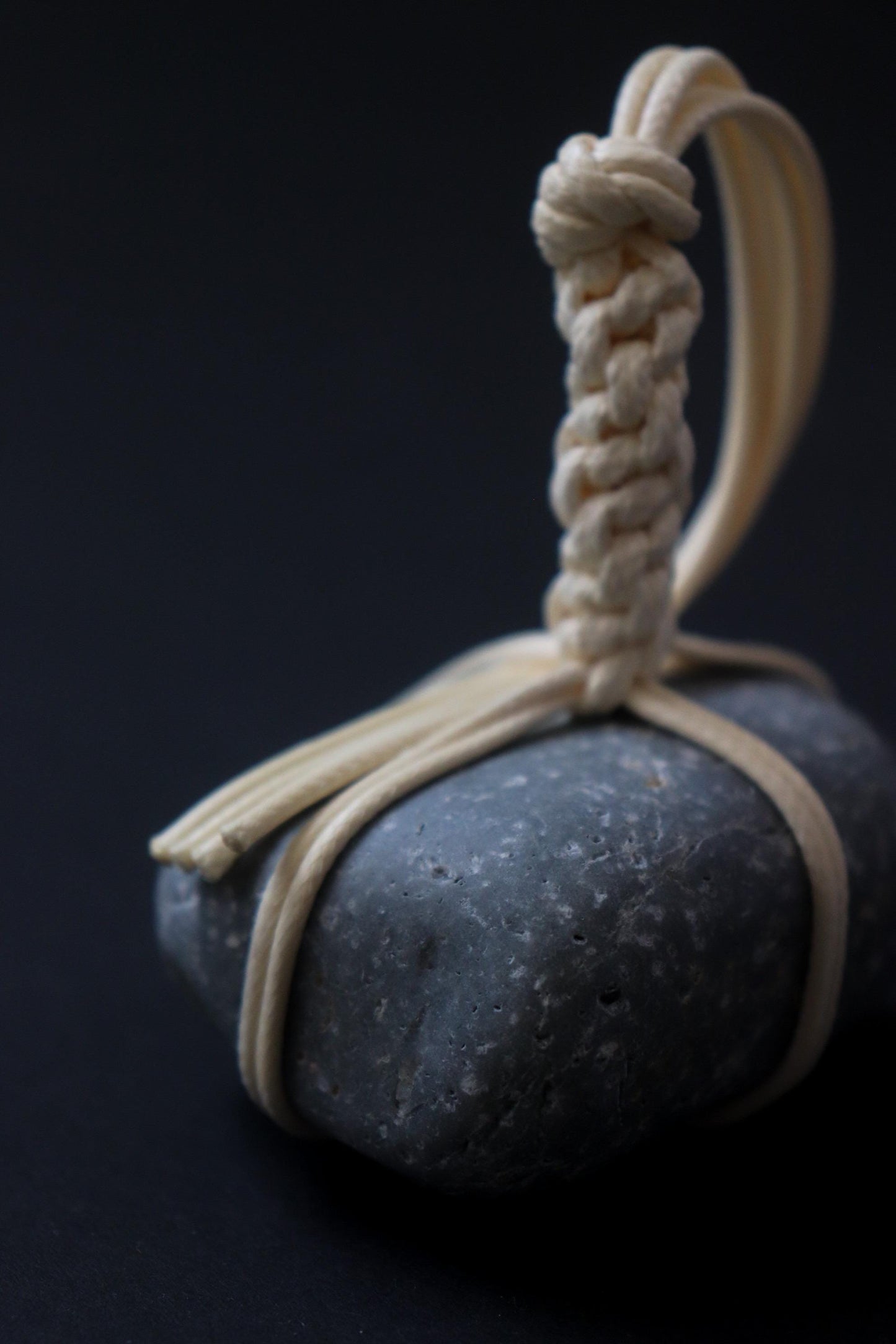One of a Kind Sekimori Ishi – Natural Gray Stone from Niigata with Waxed Cord | Japanese Guardian Stone | Minimal Zen Decor