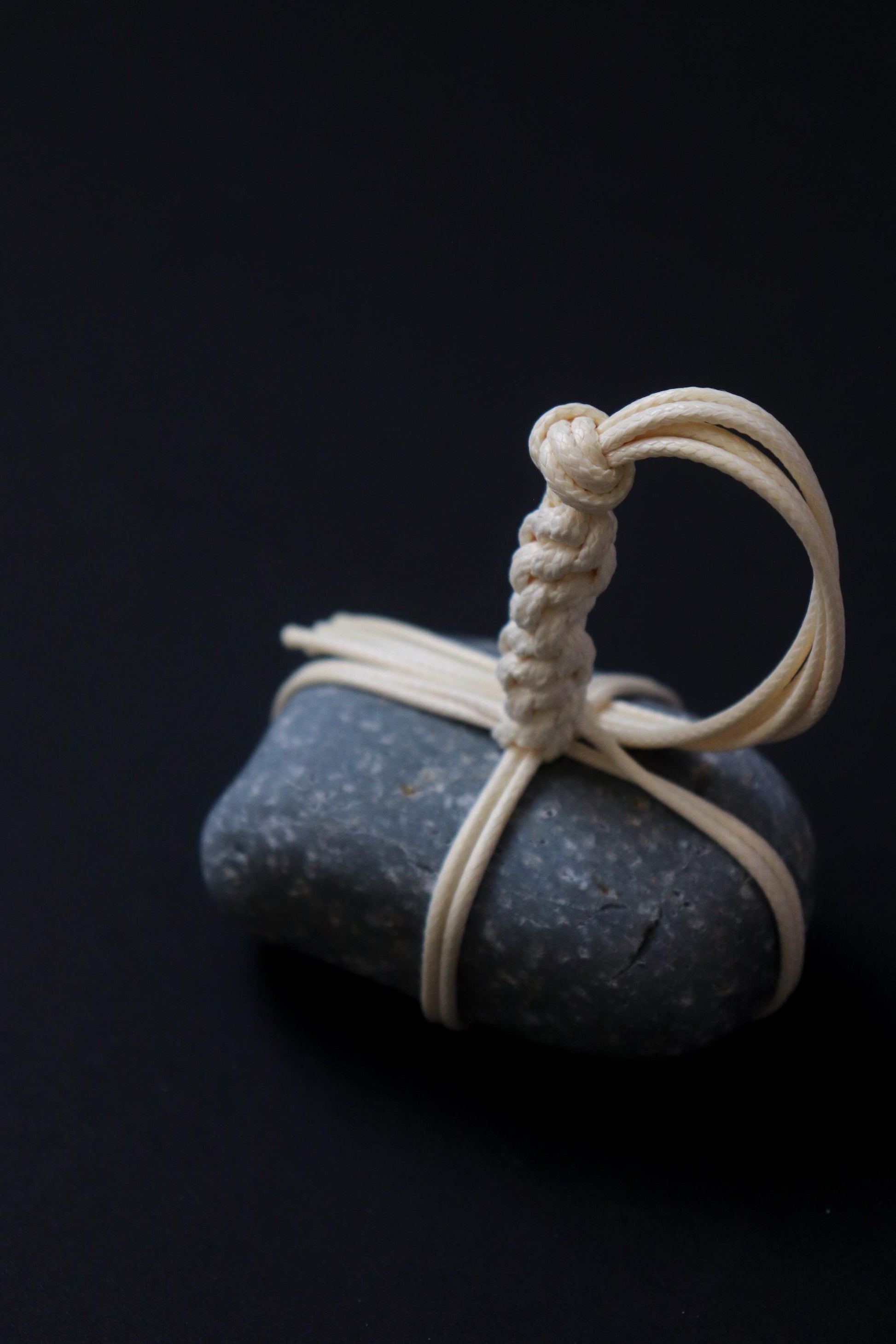 One of a Kind Sekimori Ishi – Natural Gray Stone from Niigata with Waxed Cord | Japanese Guardian Stone | Minimal Zen Decor