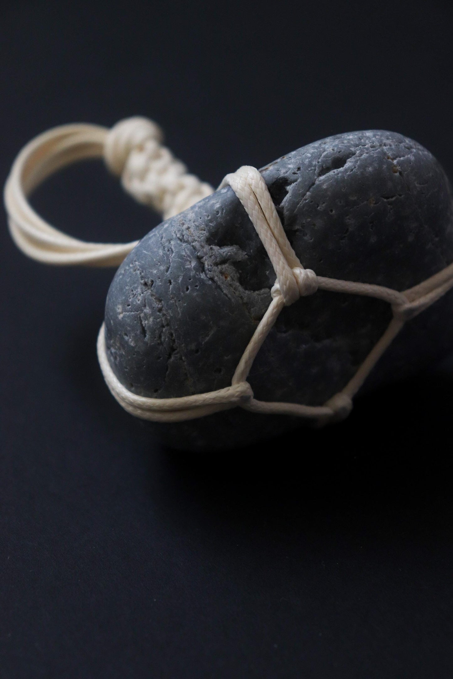 One of a Kind Sekimori Ishi – Natural Gray Stone from Niigata with Waxed Cord | Japanese Guardian Stone | Minimal Zen Decor