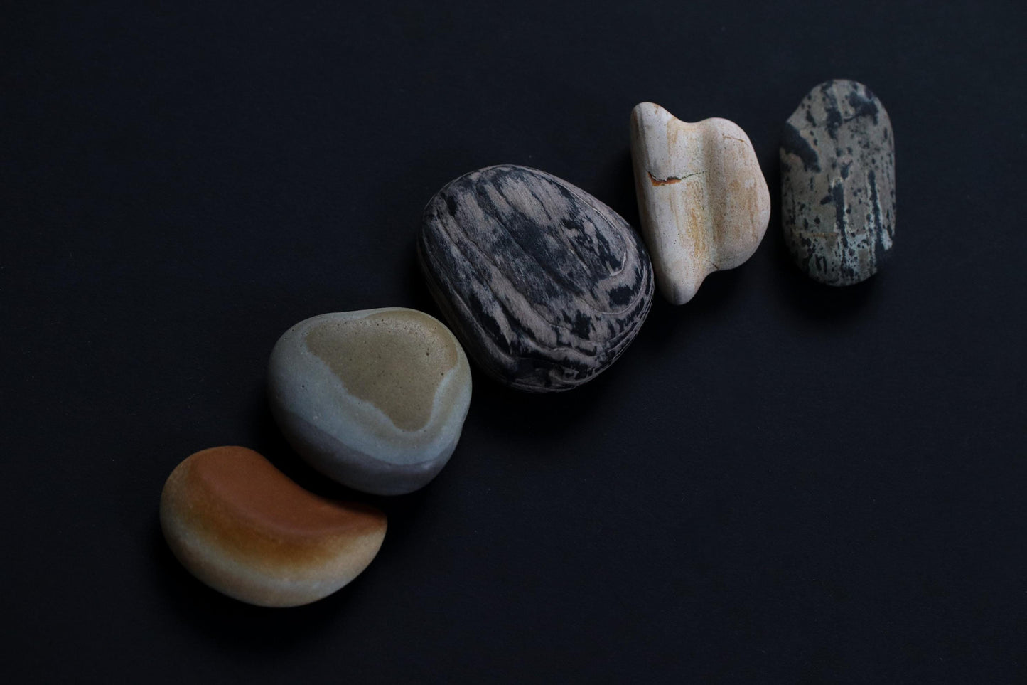 Silent Fragments — Edition 02: Brown (Daichi) | Art of Time Tsugaru Stones & Ancient Manuscripts | Set of 5 Hand-Selected Japanese Stones