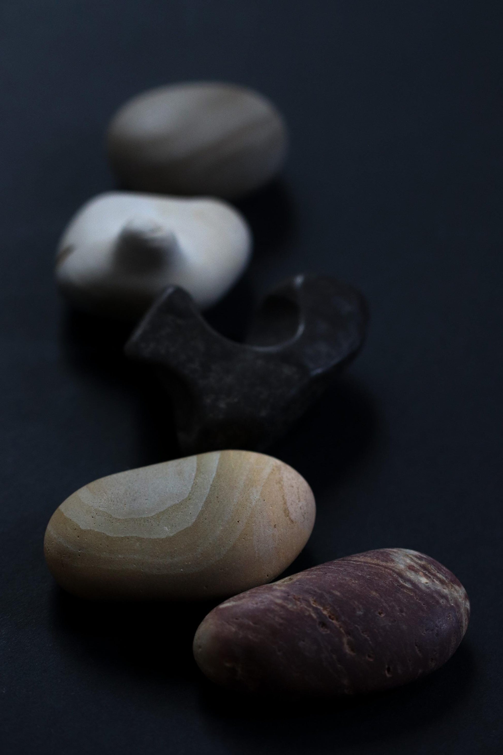 Silent Fragments — Edition 02: Brown (Daichi) | Art of Time Tsugaru Stones & Ancient Manuscripts | Set of 5 Hand-Selected Japanese Stones