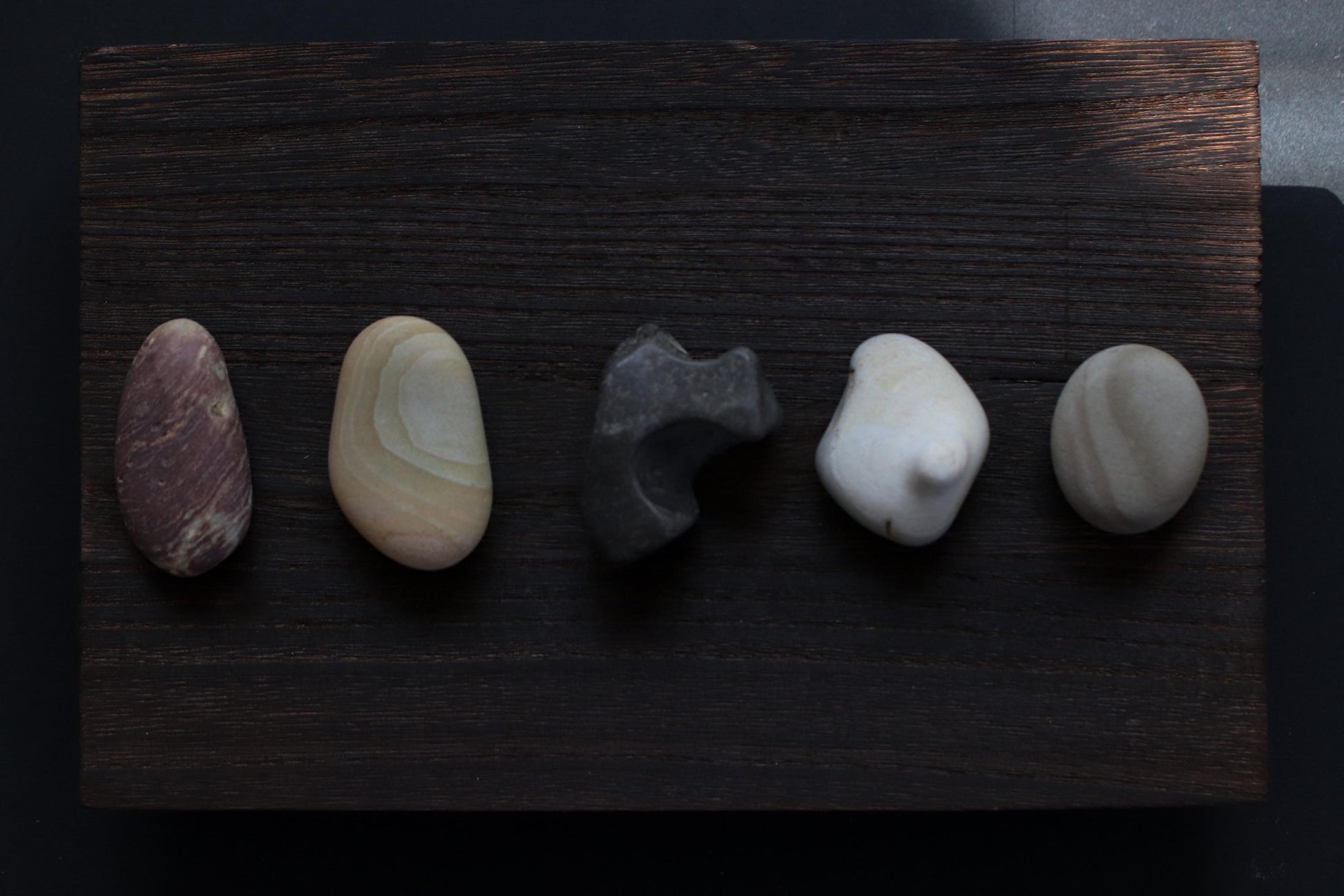 Silent Fragments — Edition 02: Brown (Daichi) | Art of Time Tsugaru Stones & Ancient Manuscripts | Set of 5 Hand-Selected Japanese Stones