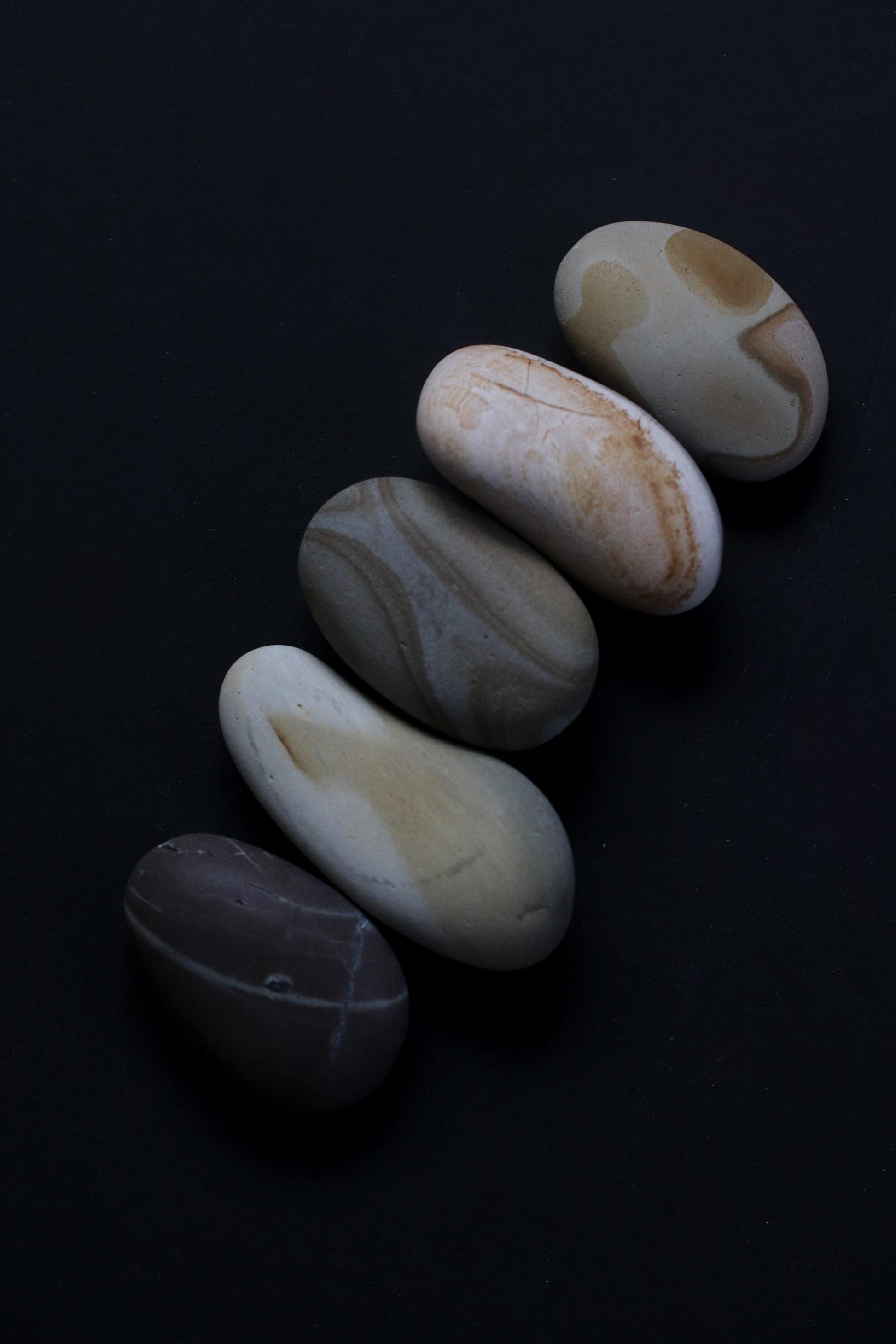 Silent Fragments — Edition 02: Brown (Daichi) | Art of Time Tsugaru Stones & Ancient Manuscripts | Set of 5 Hand-Selected Japanese Stones