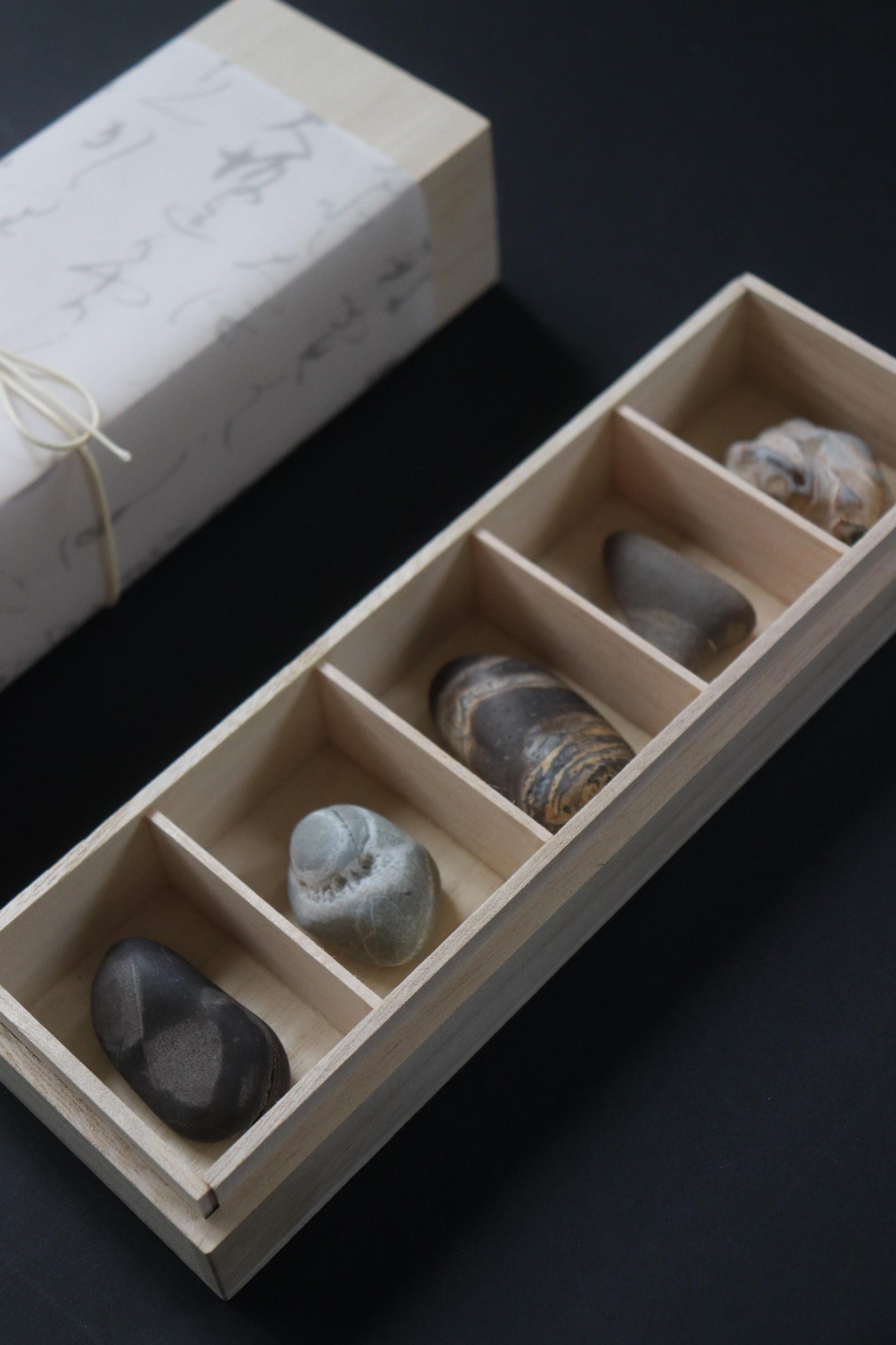 Silent Fragments — Edition 02: Brown (Daichi) | Art of Time Tsugaru Stones & Ancient Manuscripts | Set of 5 Hand-Selected Japanese Stones