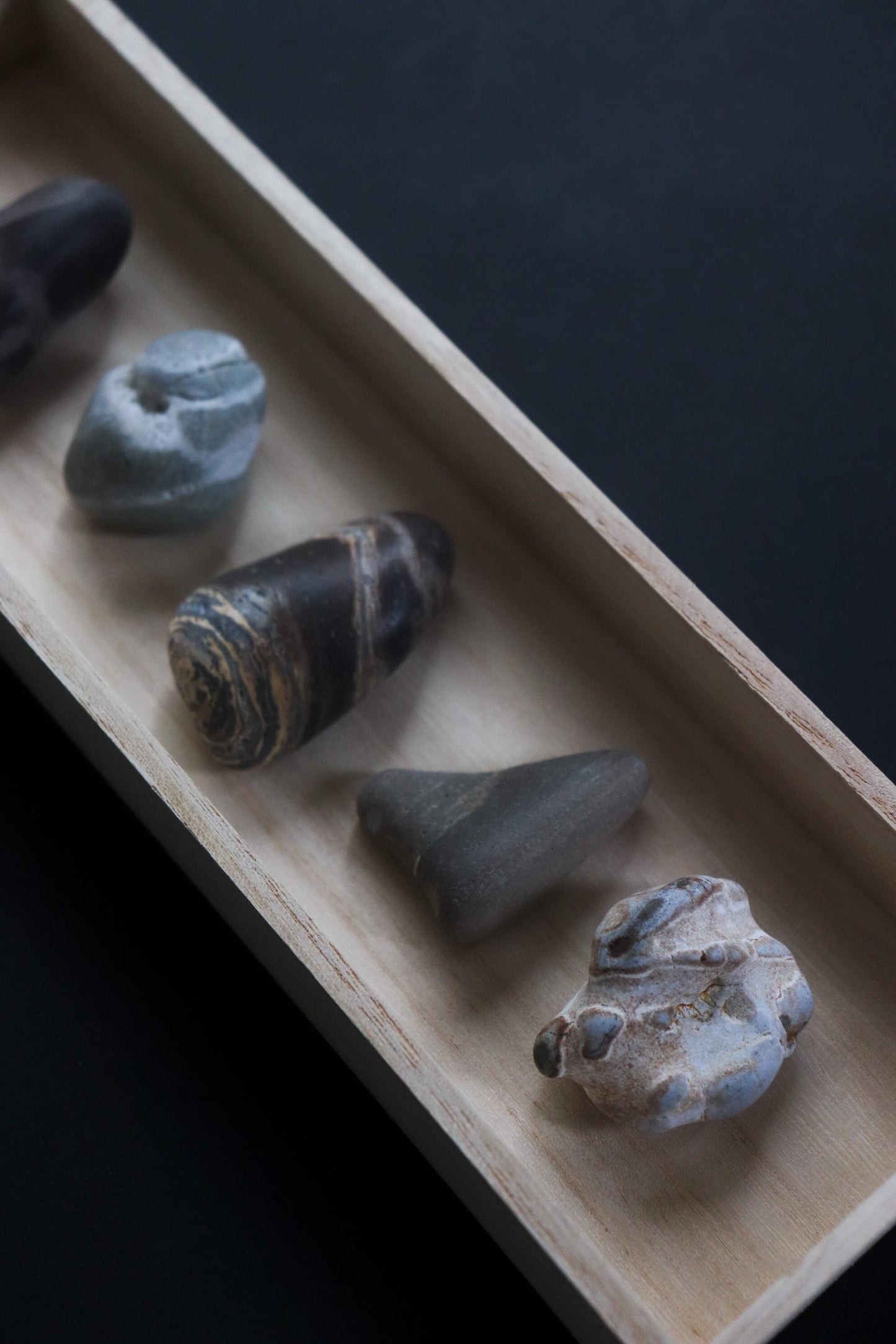 Silent Fragments — Edition 02: Brown (Daichi) | Art of Time Tsugaru Stones & Ancient Manuscripts | Set of 5 Hand-Selected Japanese Stones