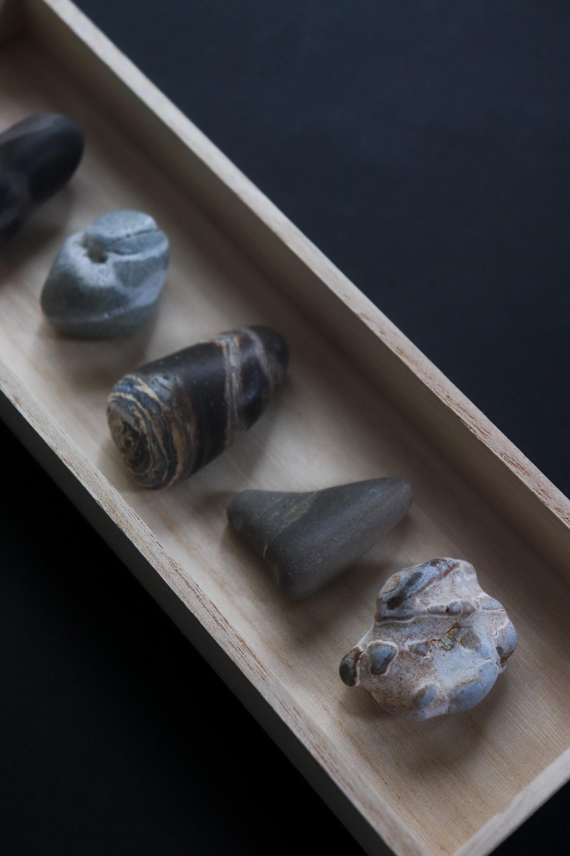 Silent Fragments — Edition 02: Brown (Daichi) | Art of Time Tsugaru Stones & Ancient Manuscripts | Set of 5 Hand-Selected Japanese Stones
