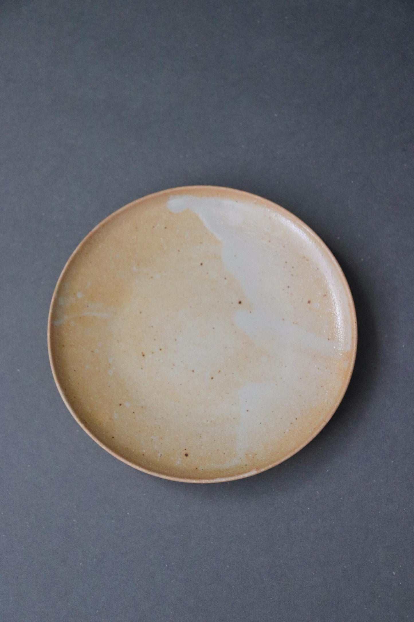 TOU Basic 4.5 Sun Plate 13.5cm, Japanese Small Flat Plate, Shigaraki Clay Stoneware, Minimal Side Plate, Dessert Plate, Handmade Japan