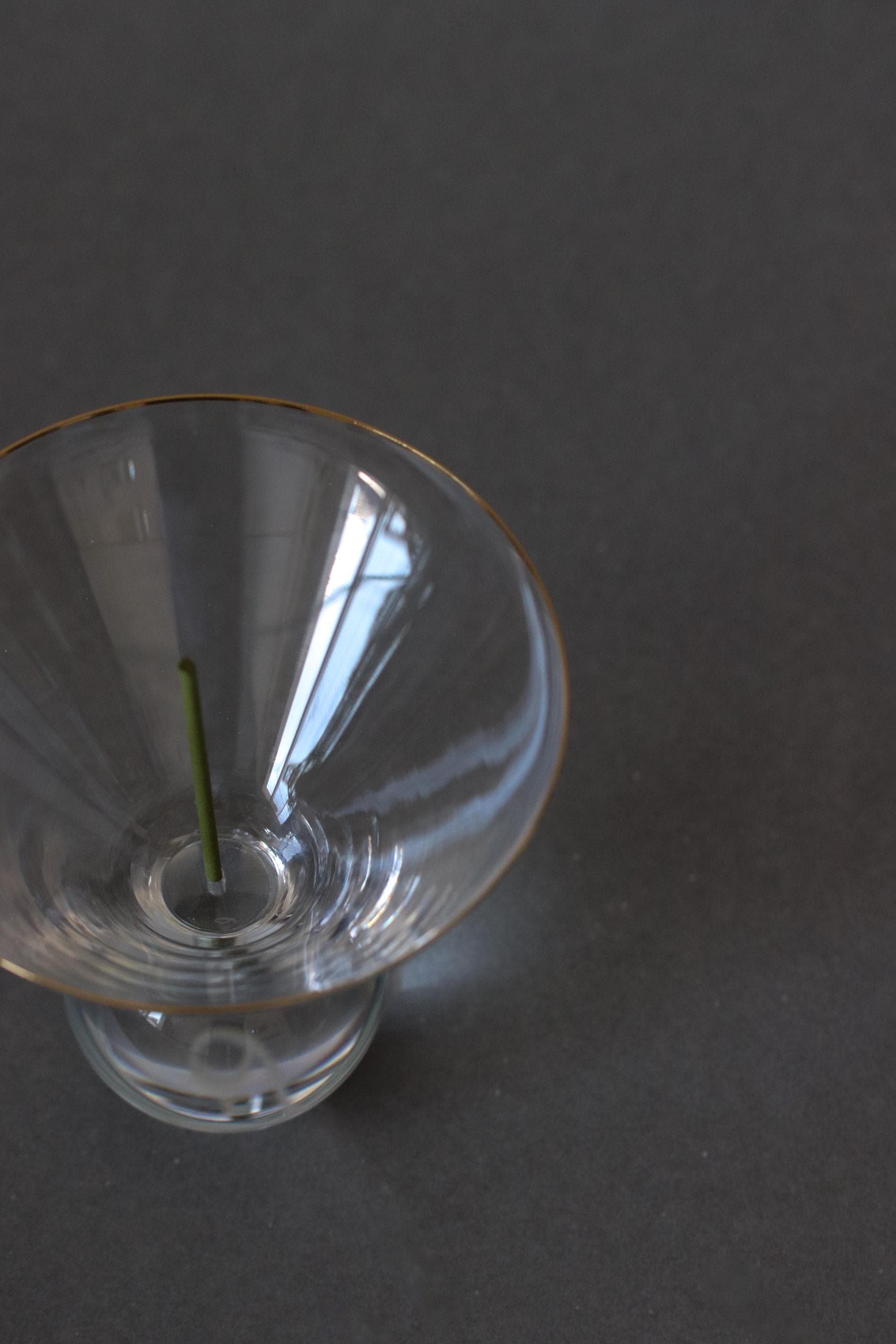 Gold Rim Glass Incense Holder, Sculptural Sphere Base Incense Stand, Minimal Modern Japanese Style, Clear Glass Burner Tray with box