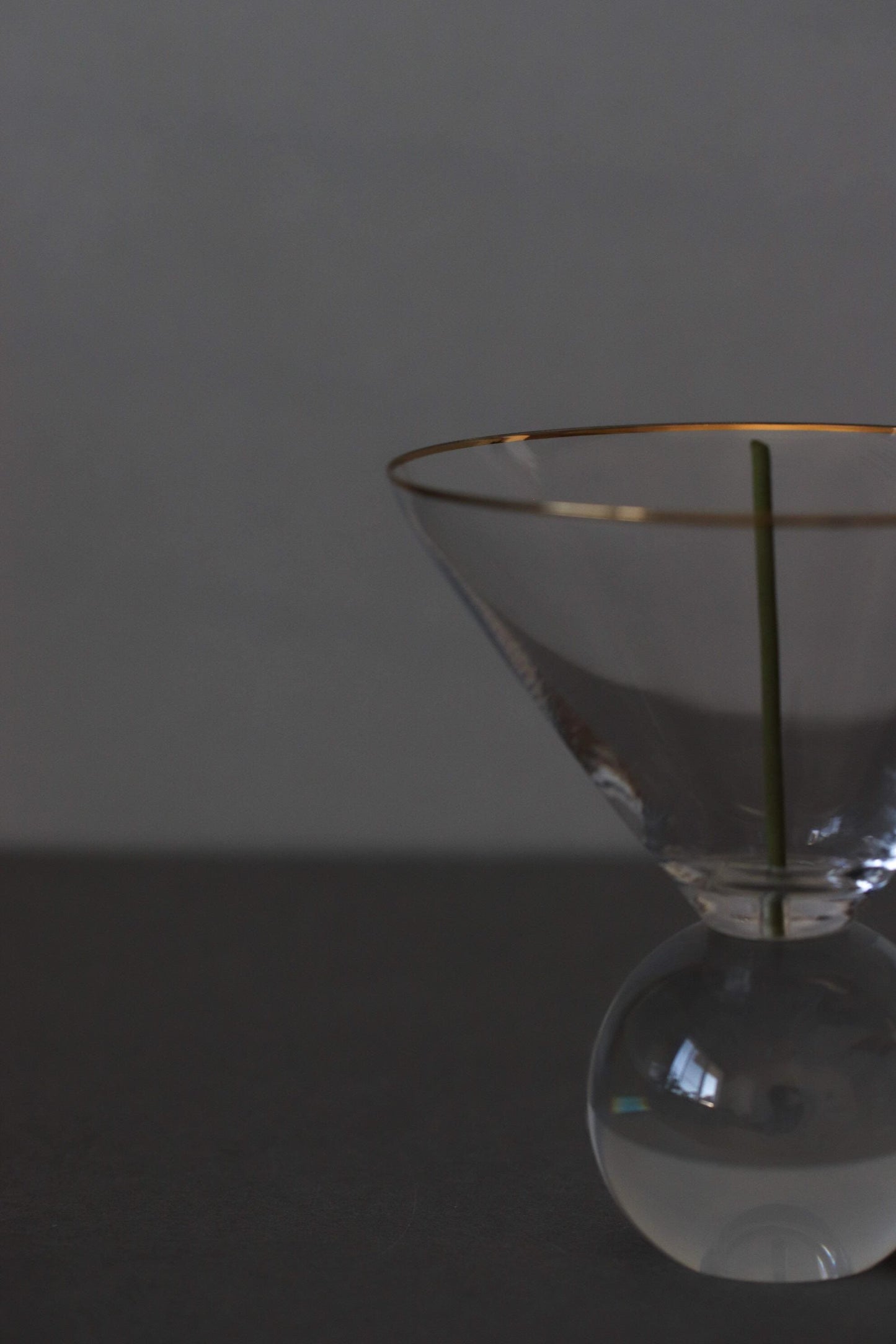 Gold Rim Glass Incense Holder, Sculptural Sphere Base Incense Stand, Minimal Modern Japanese Style, Clear Glass Burner Tray with box