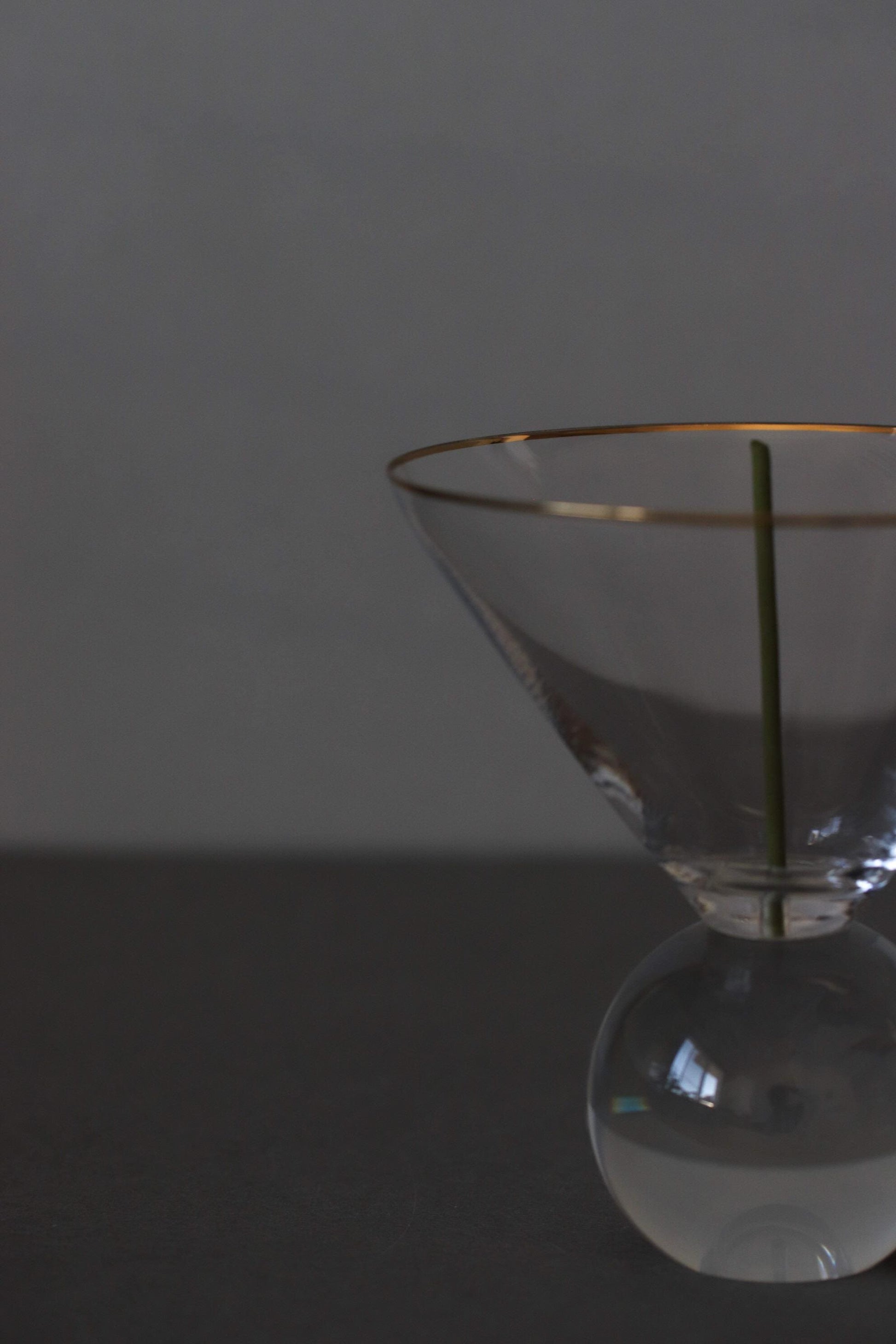 Gold Rim Glass Incense Holder, Sculptural Sphere Base Incense Stand, Minimal Modern Japanese Style, Clear Glass Burner Tray with box