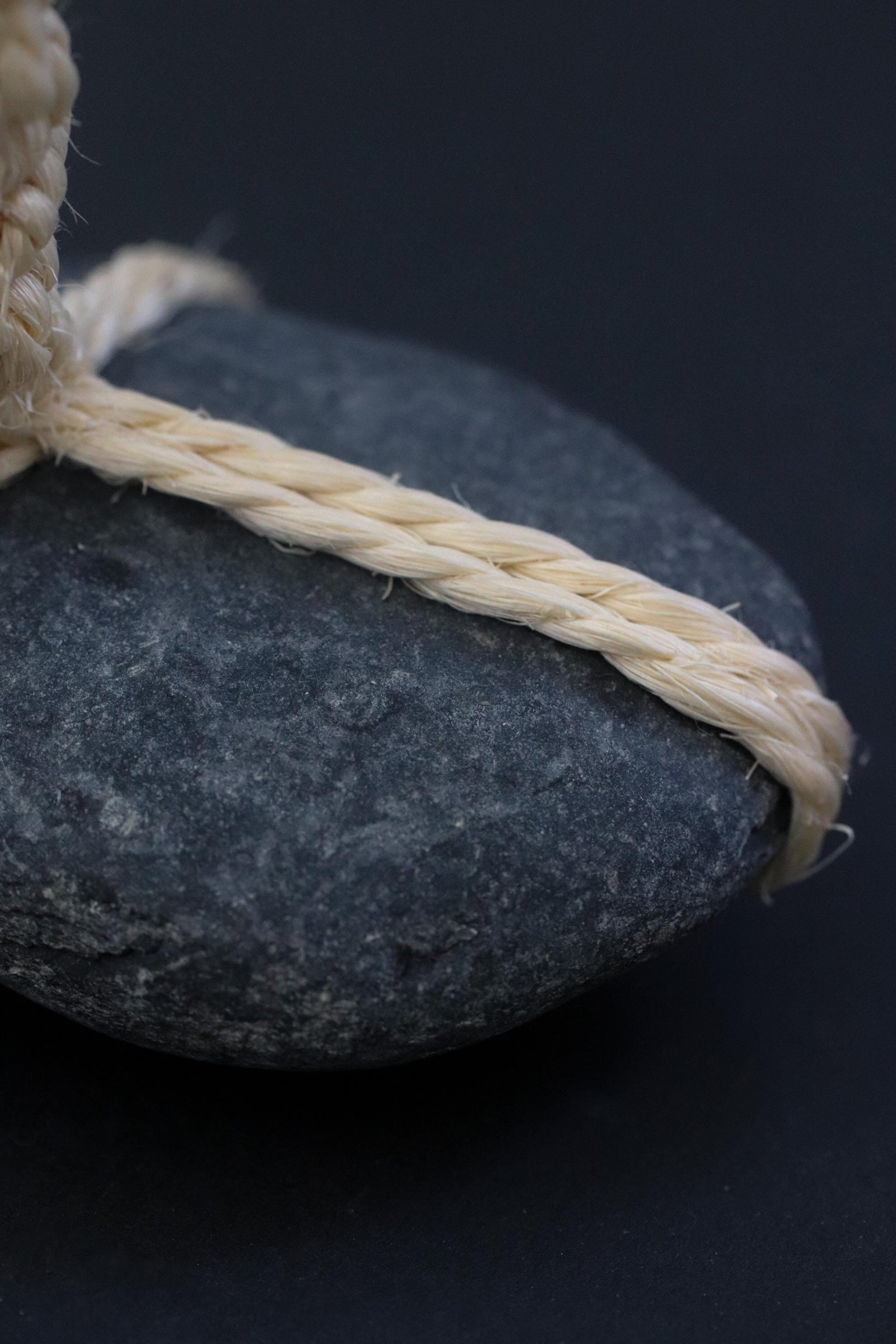 One of a Kind Sekimori Ishi – Nachiguro Stone with Sisal Rope | Japanese Guardian Stone | Wabi-Sabi Zen Decor