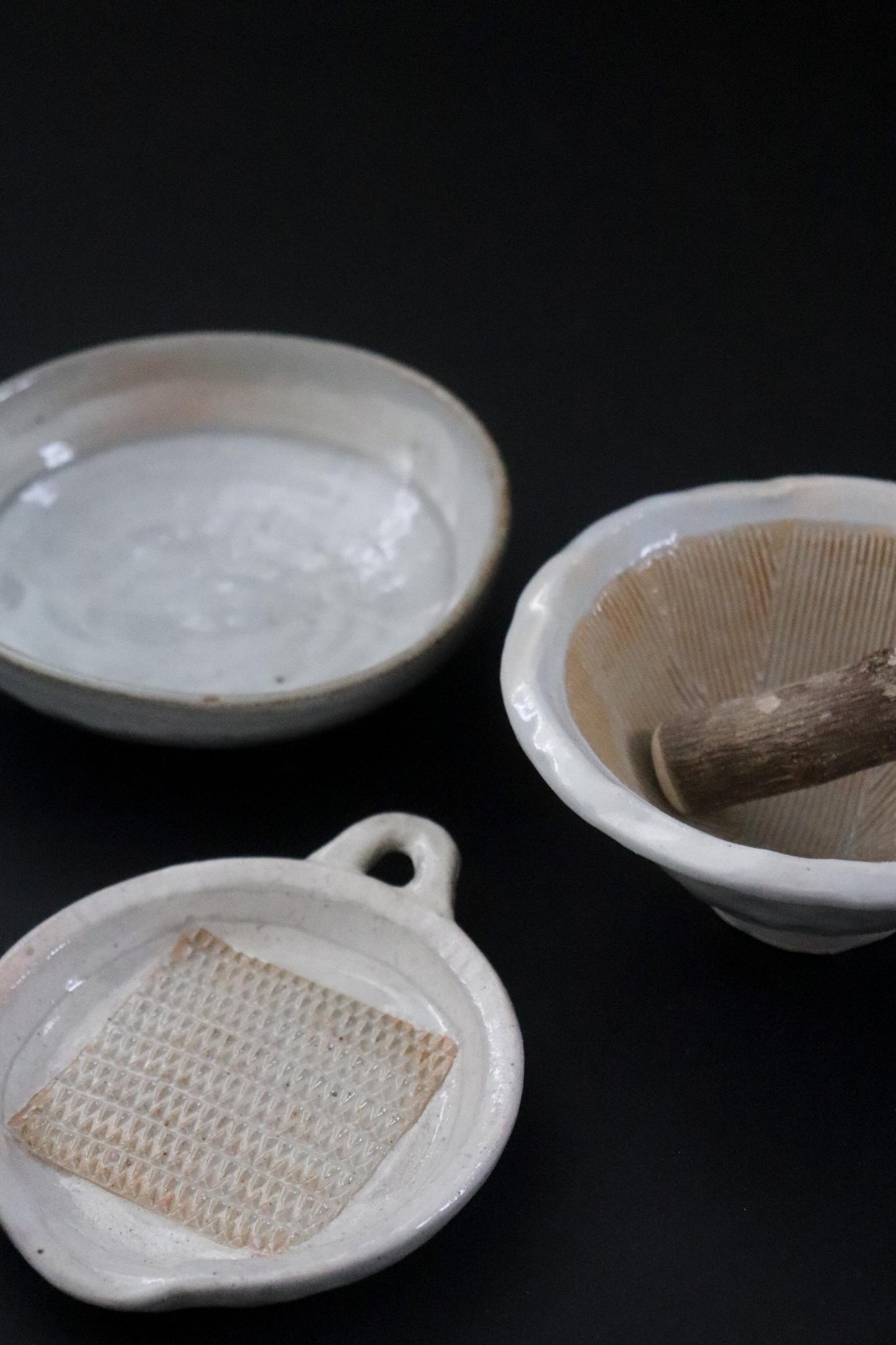Japanese Shirokohiki Ceramic Mortar and Pestle Set | Handmade Suribachi Bowl | Seto Ware | Wabi-Sabi Kitchen Tool