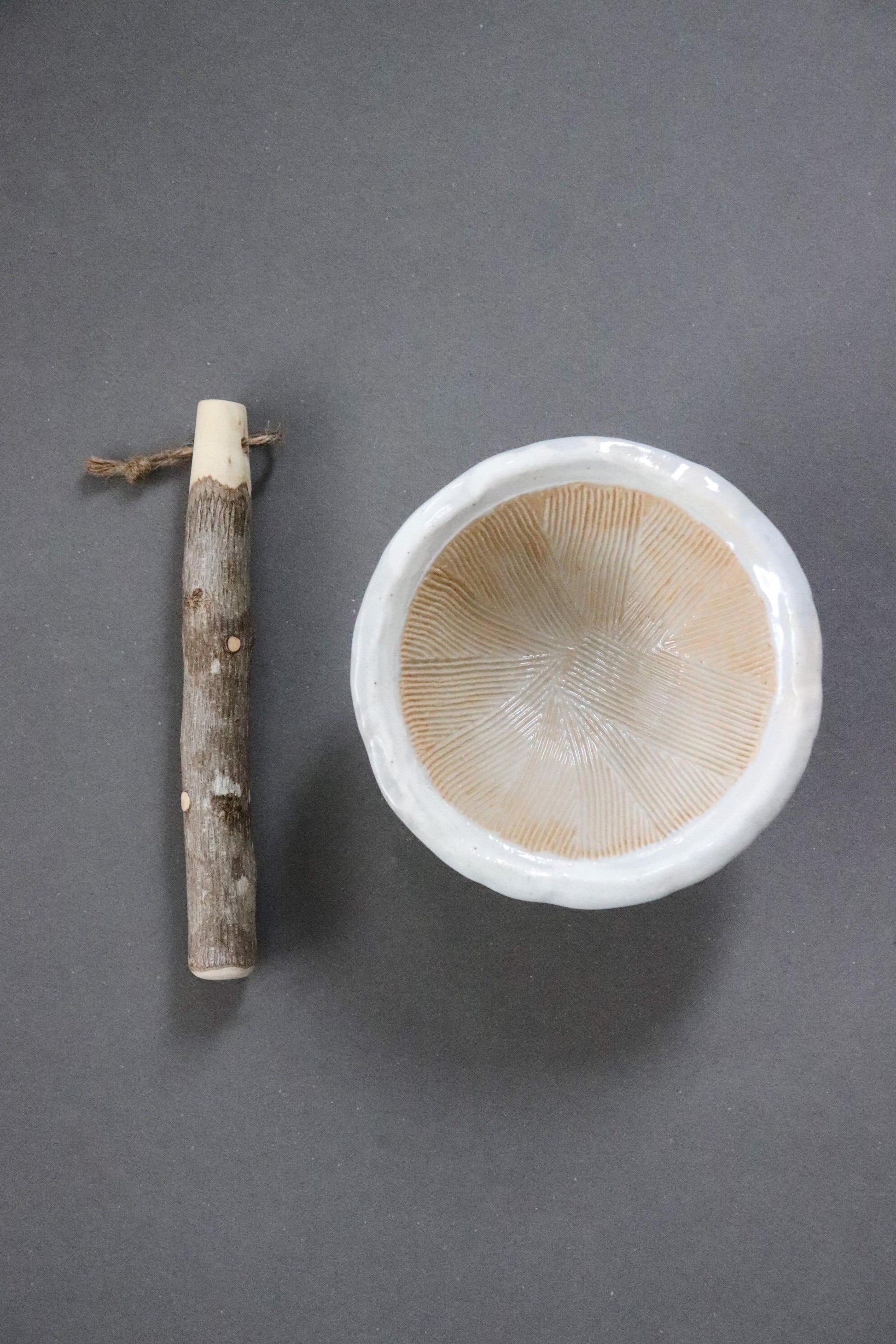Japanese Shirokohiki Ceramic Mortar and Pestle Set | Handmade Suribachi Bowl | Seto Ware | Wabi-Sabi Kitchen Tool