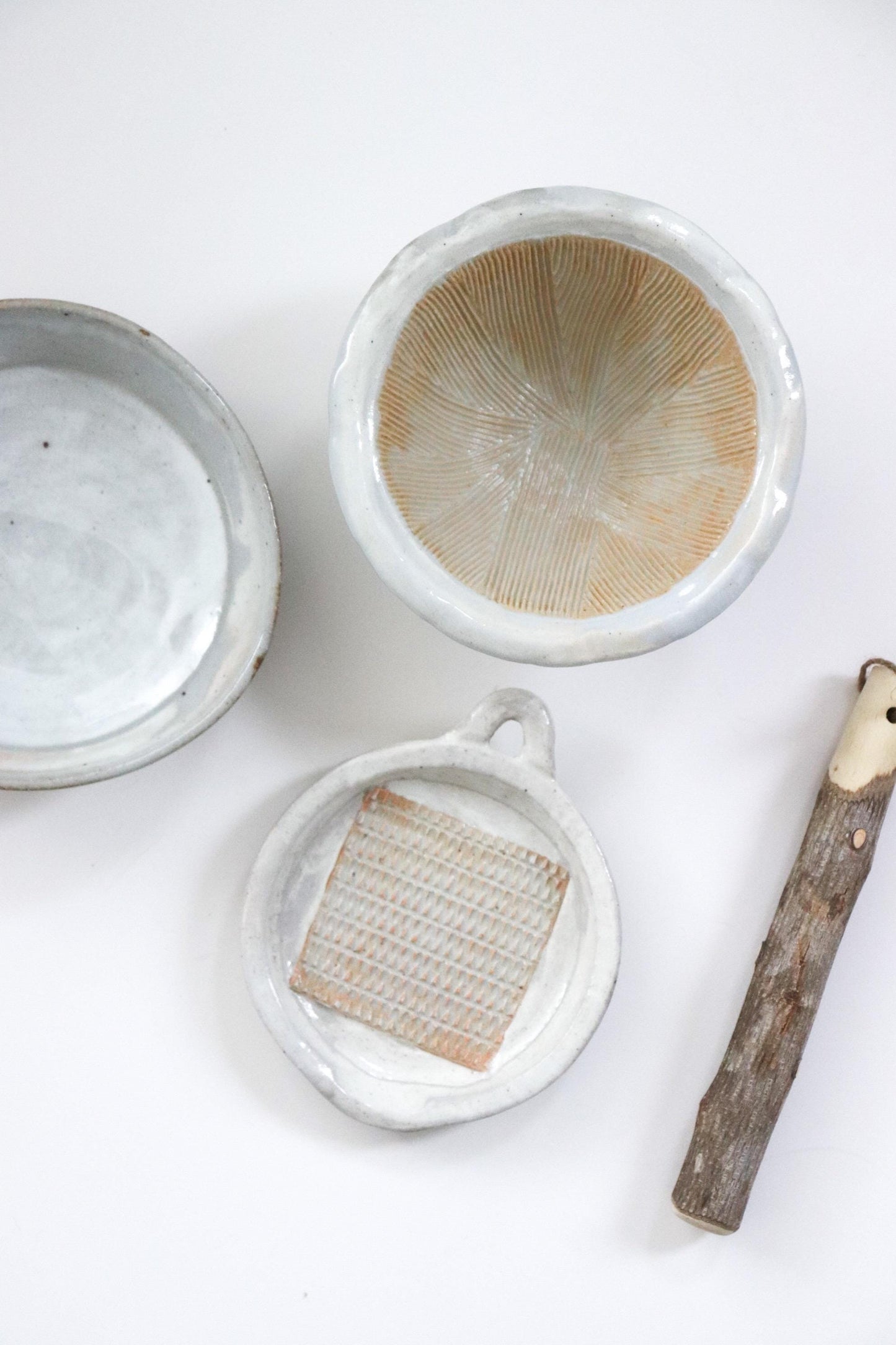 Japanese Shirokohiki Ceramic Mortar and Pestle Set | Handmade Suribachi Bowl | Seto Ware | Wabi-Sabi Kitchen Tool