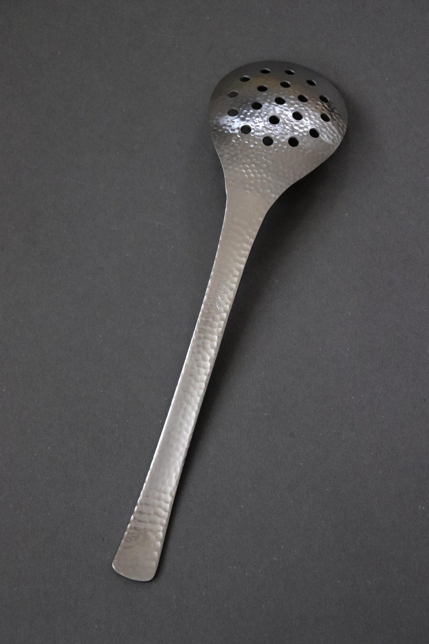 Japanese Nagomi Hammered Stainless Steel Slotted Serving Spoon – Tsubame-Sanjo Cutlery, Round Perforated Ladle, 18-8 Steel, Made in Japan