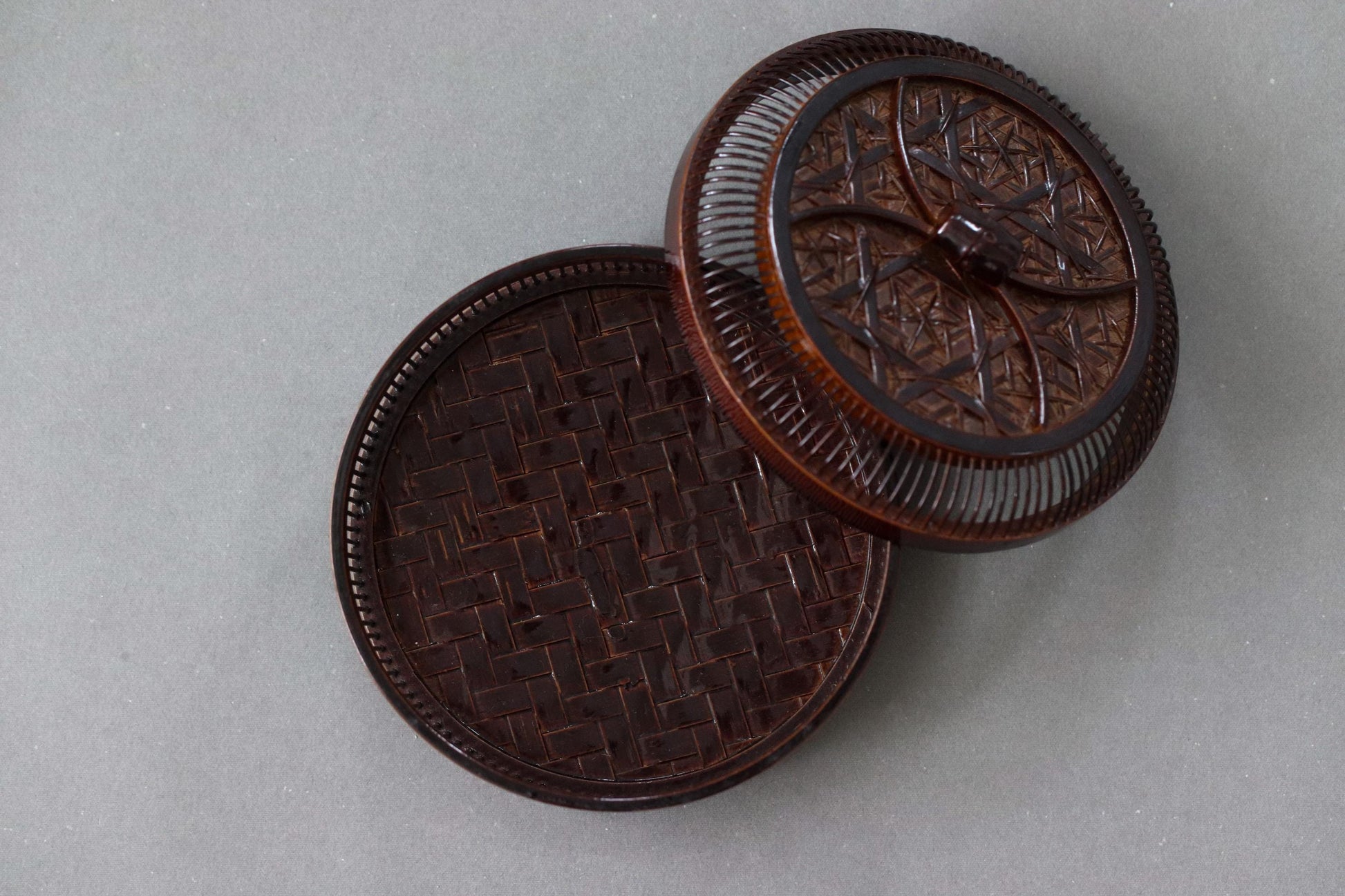 Vintage Japanese Bamboo Sweet Box, Traditional Wagashi Container, Tea Ceremony Kashiki Basket, Handmade Bamboo Storage Box