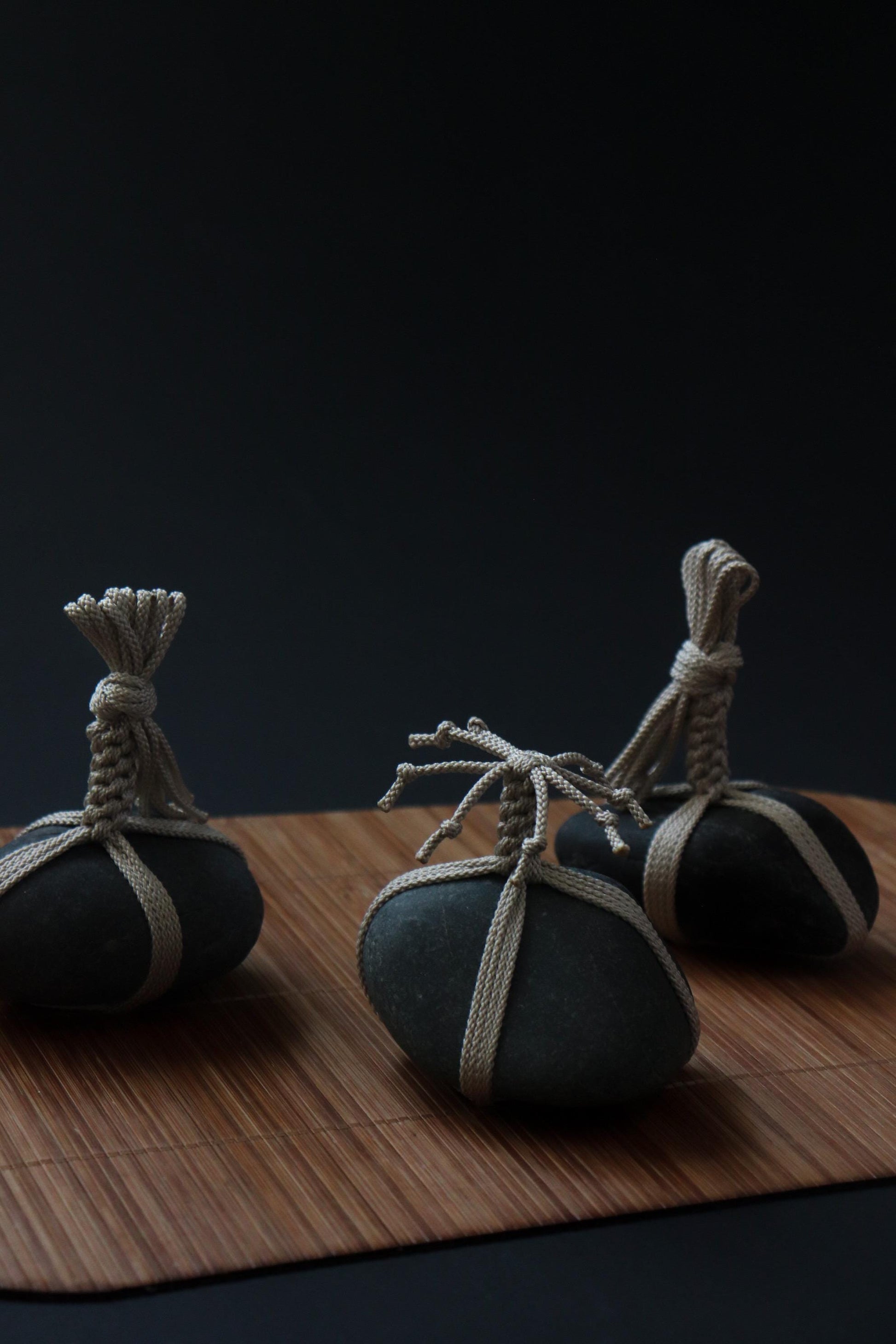 One of a Kind Sekimori Ishi – Nachiguro Stone with Edo-Uchi Kumihimo Cord | Japanese Guardian Stone | Zen Decor