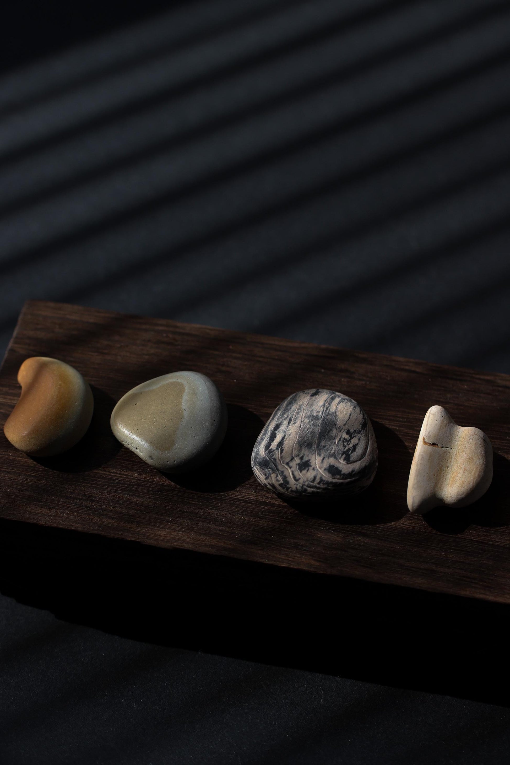 Silent Fragments — Edition 02: Brown (Daichi) | Art of Time Tsugaru Stones & Ancient Manuscripts | Set of 5 Hand-Selected Japanese Stones