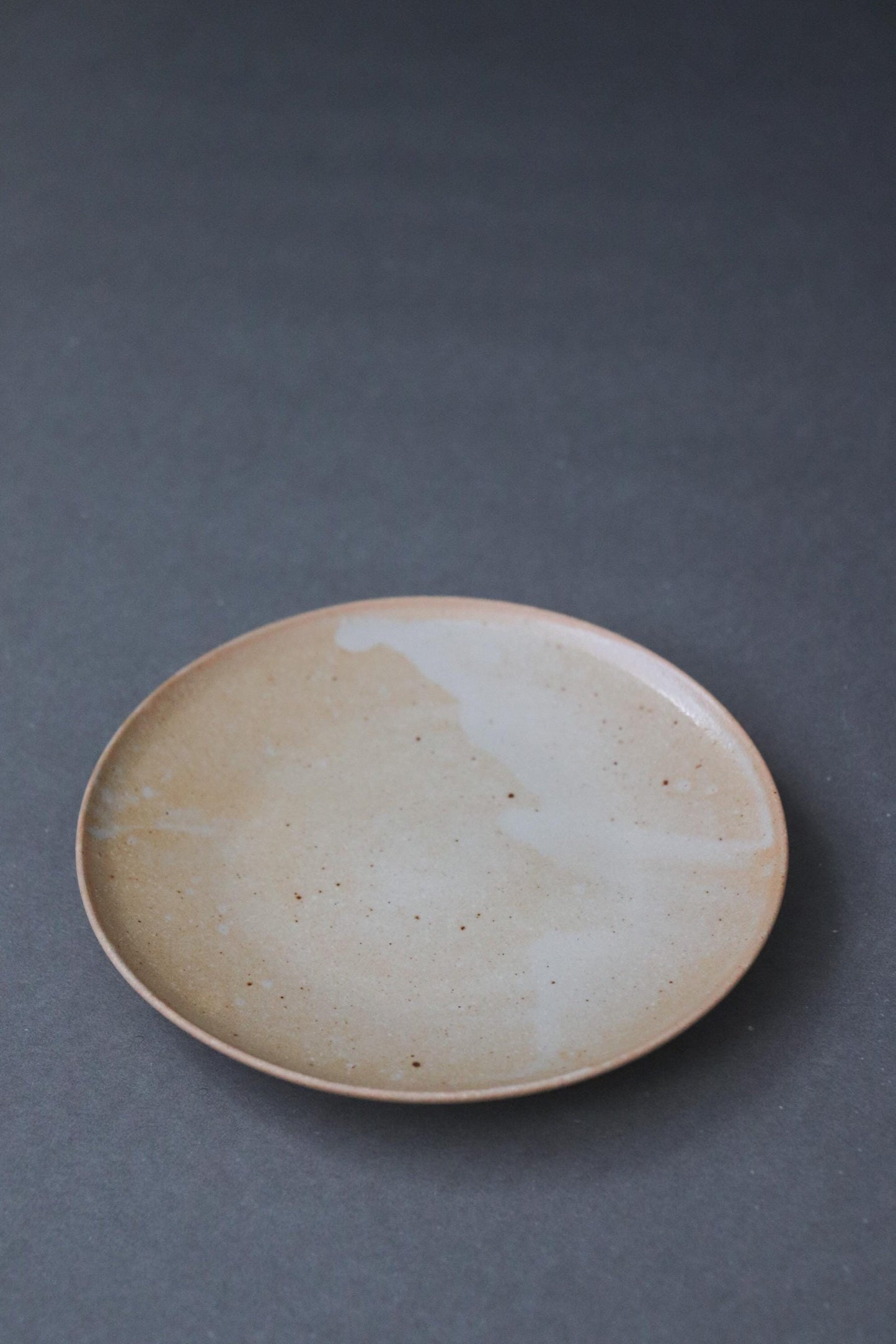 TOU Basic 4.5 Sun Plate 13.5cm, Japanese Small Flat Plate, Shigaraki Clay Stoneware, Minimal Side Plate, Dessert Plate, Handmade Japan