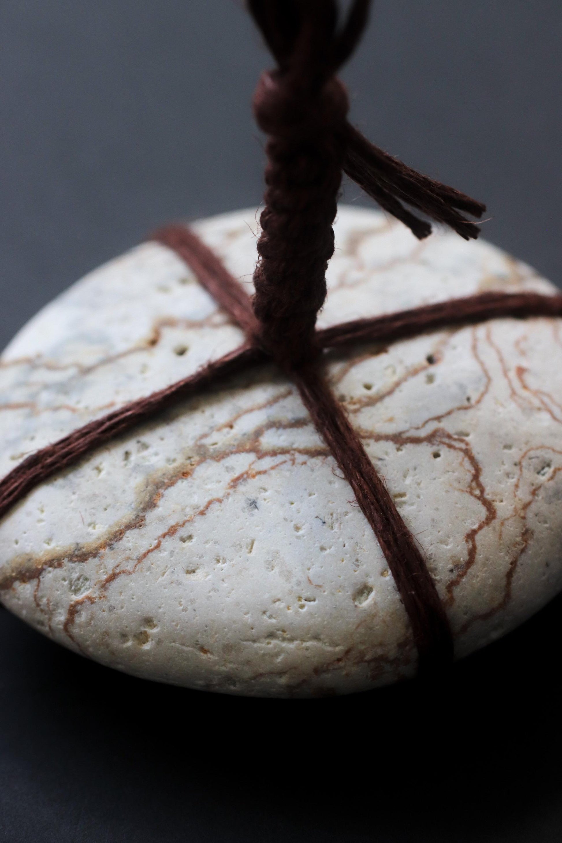 Sekimori Ishi Japanese Garden Stone, Tsugaru Stone with Linen Rope, Zen Garden Marker, Wabi Sabi Sculpture, Japanese Garden Decor