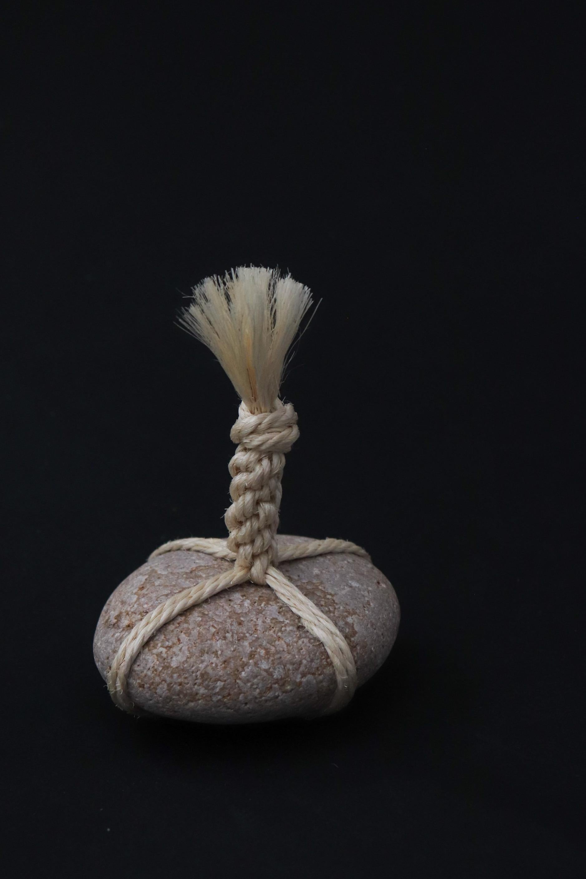 Sekimori Ishi – Himekawa Yakuseki Guardian Stone with Sisal Rope | Japanese Zen Boundary Object | Natural Stone Decor