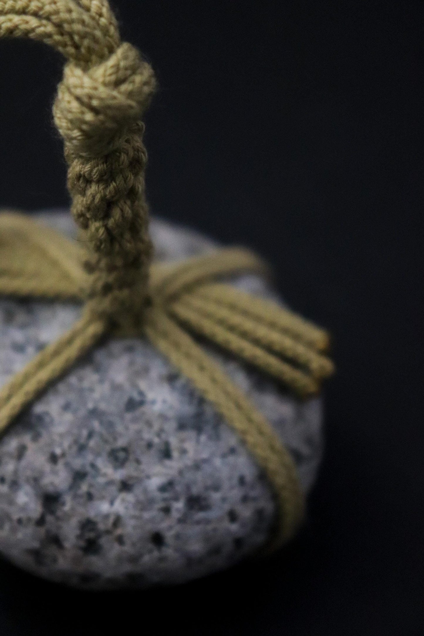 Sekimori Stone Japanese Garden Marker | Niigata River Stone with Cotton Rope | Zen Garden Decor | Wabi Sabi Japanese Stone Object