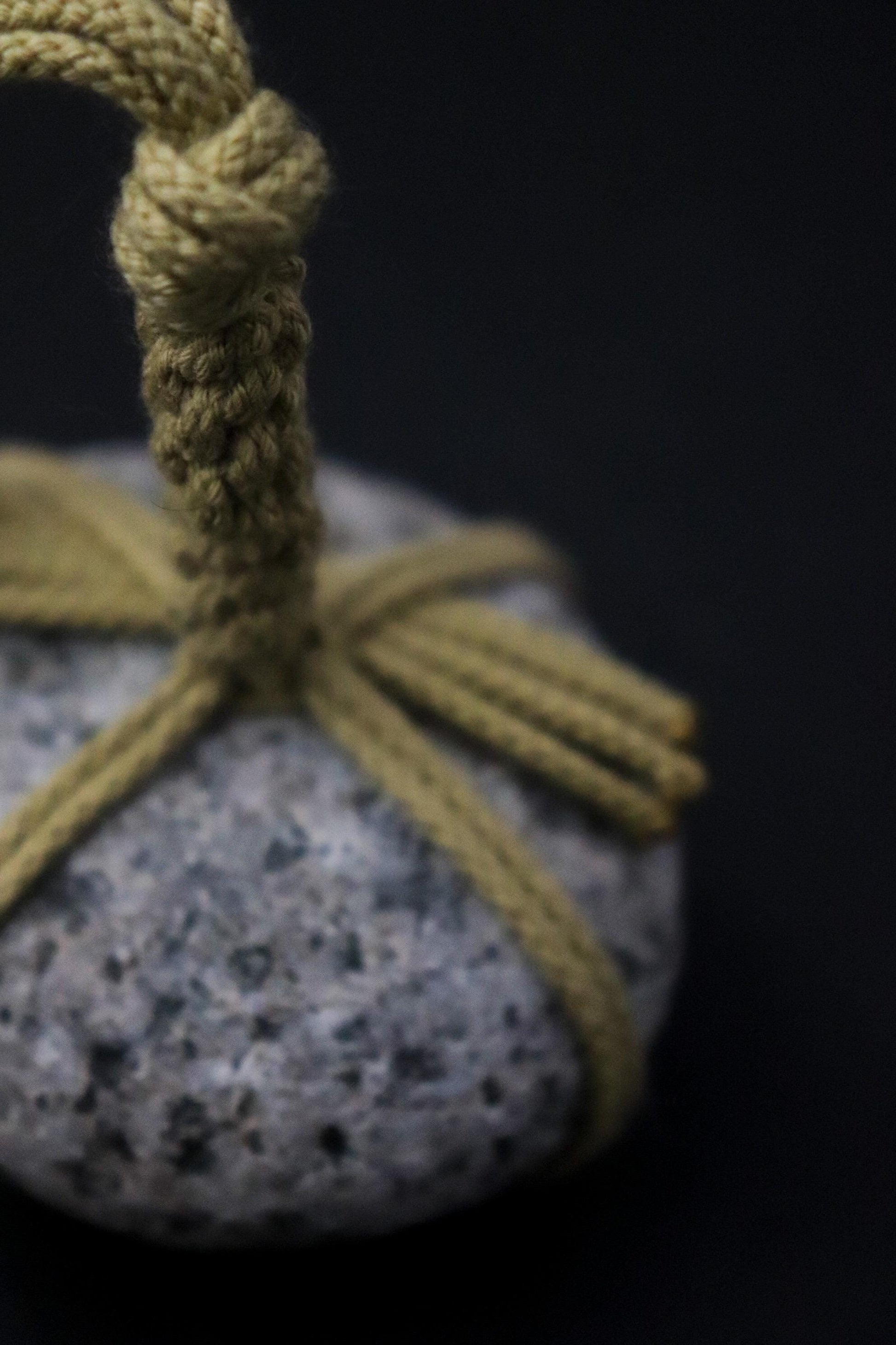 Sekimori Stone Japanese Garden Marker | Niigata River Stone with Cotton Rope | Zen Garden Decor | Wabi Sabi Japanese Stone Object