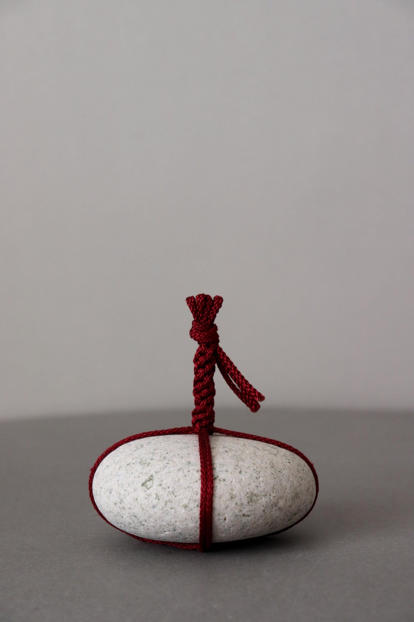 Sekimori Stone Japanese Garden Marker | Niigata Stone with Edo Kumihimo Cord | Zen Garden Decor | Wabi Sabi Japanese Stone Object