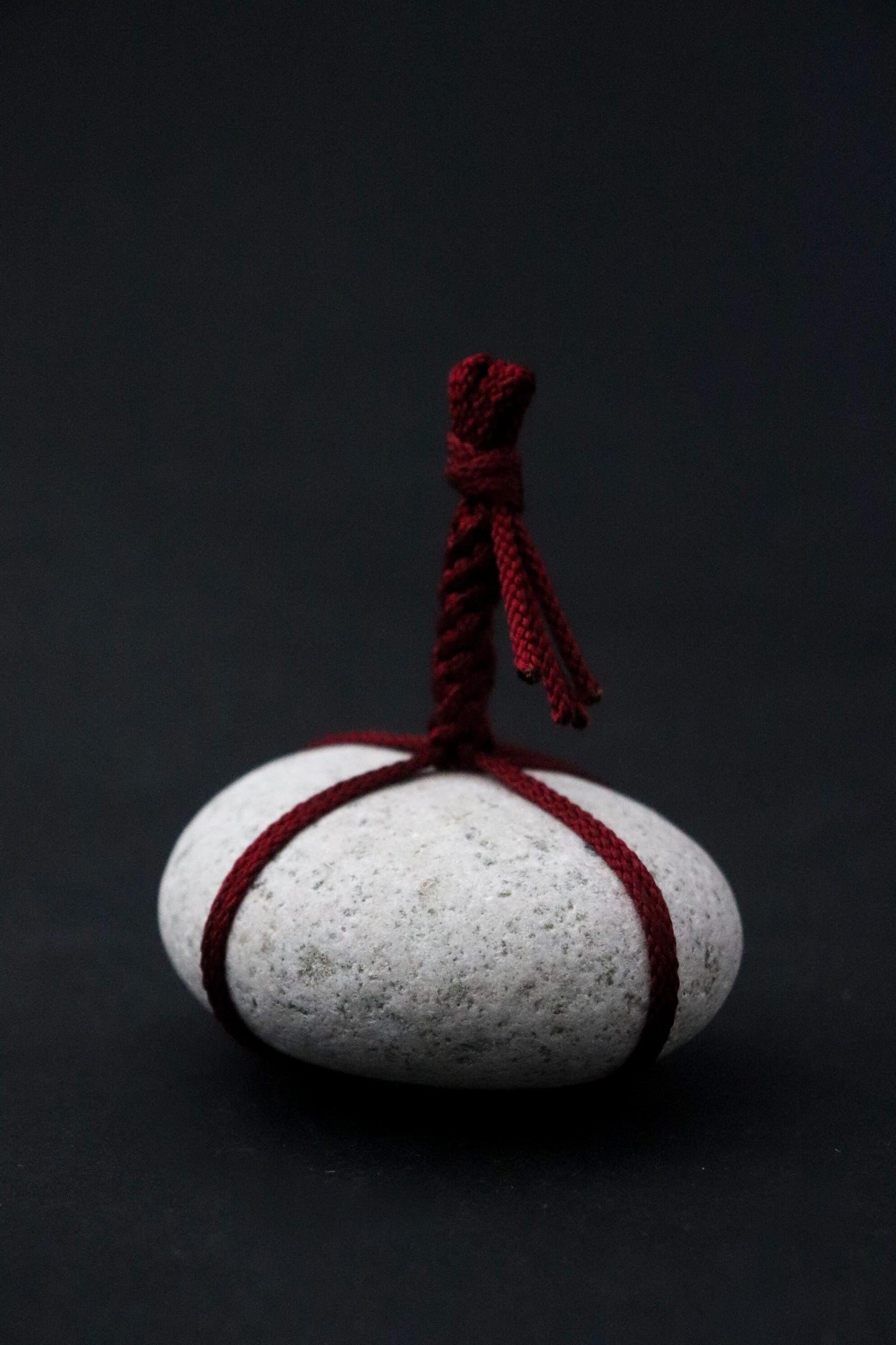 Sekimori Stone Japanese Garden Marker | Niigata Stone with Edo Kumihimo Cord | Zen Garden Decor | Wabi Sabi Japanese Stone Object