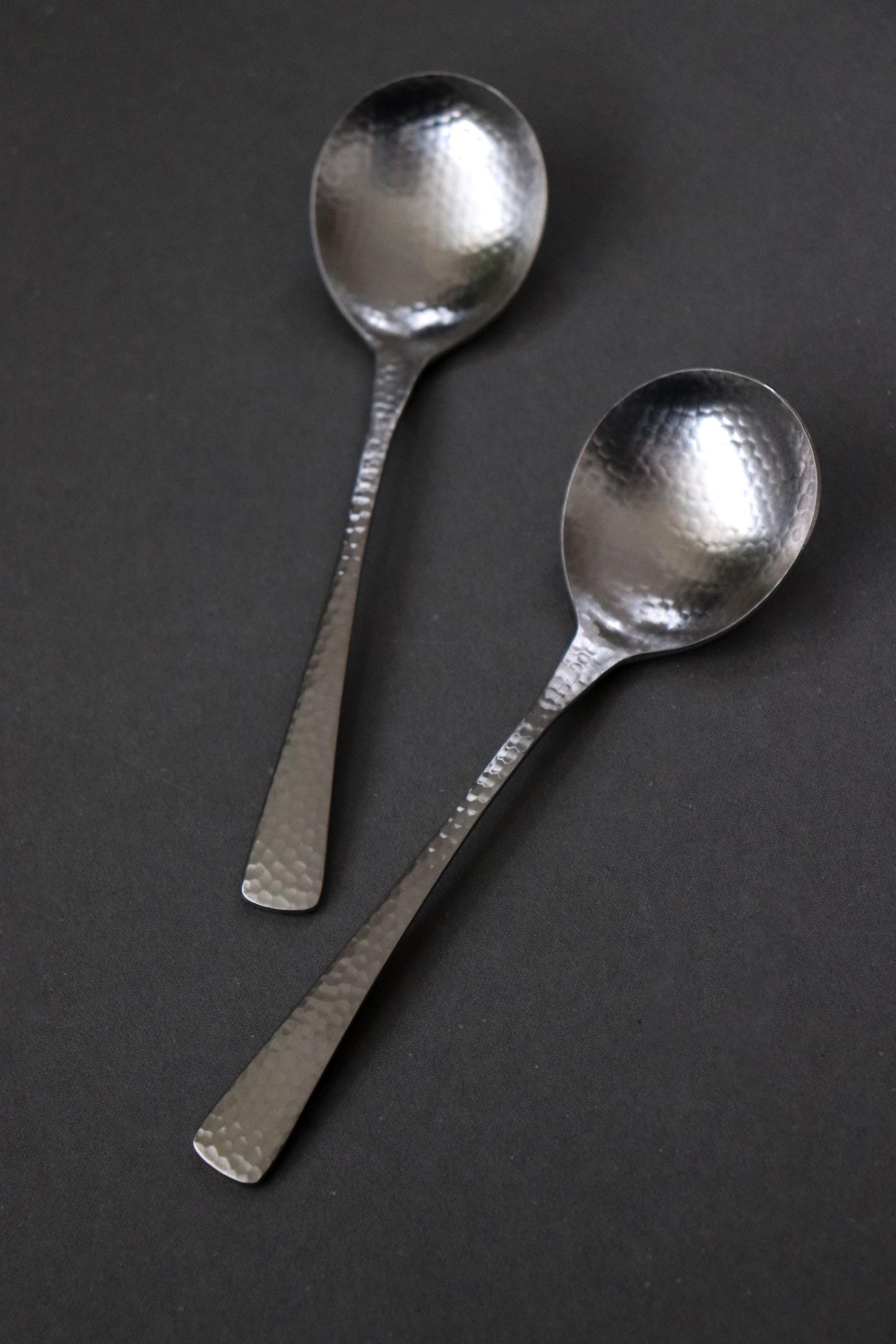 Japanese Nagomi Hammered Stainless Steel Bouillon Spoon – Tsubame-Sanjo Cutlery, Modern Minimalist Soup Spoon, 18-8 Steel, Made in Japan