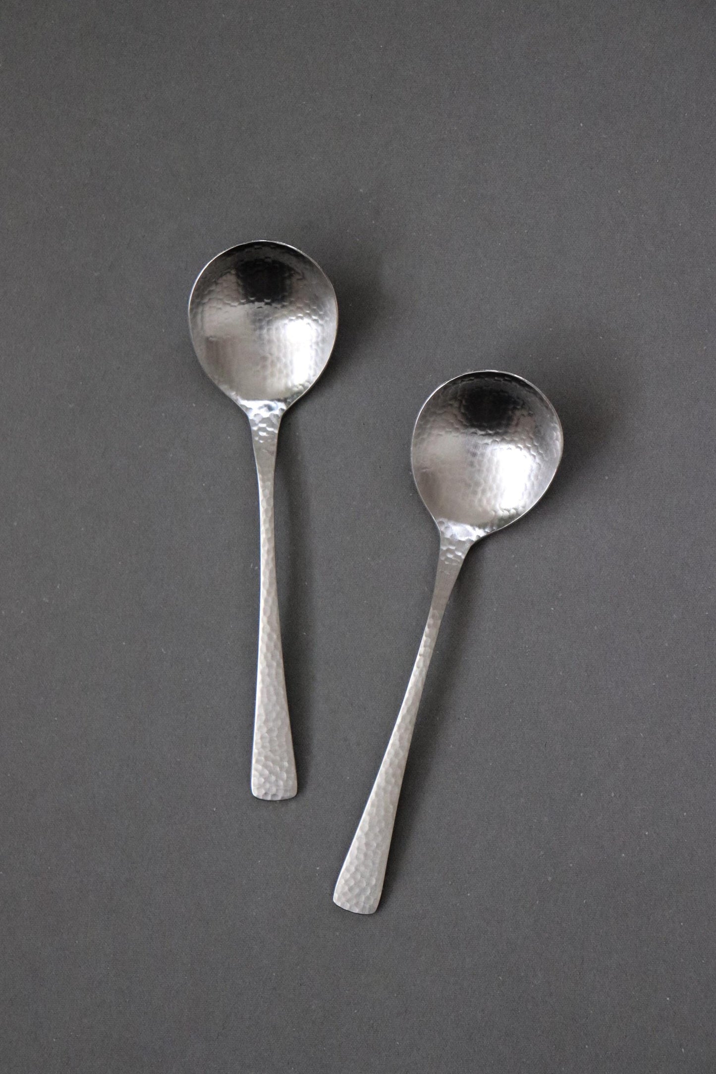 Japanese Nagomi Hammered Stainless Steel Bouillon Spoon – Tsubame-Sanjo Cutlery, Modern Minimalist Soup Spoon, 18-8 Steel, Made in Japan