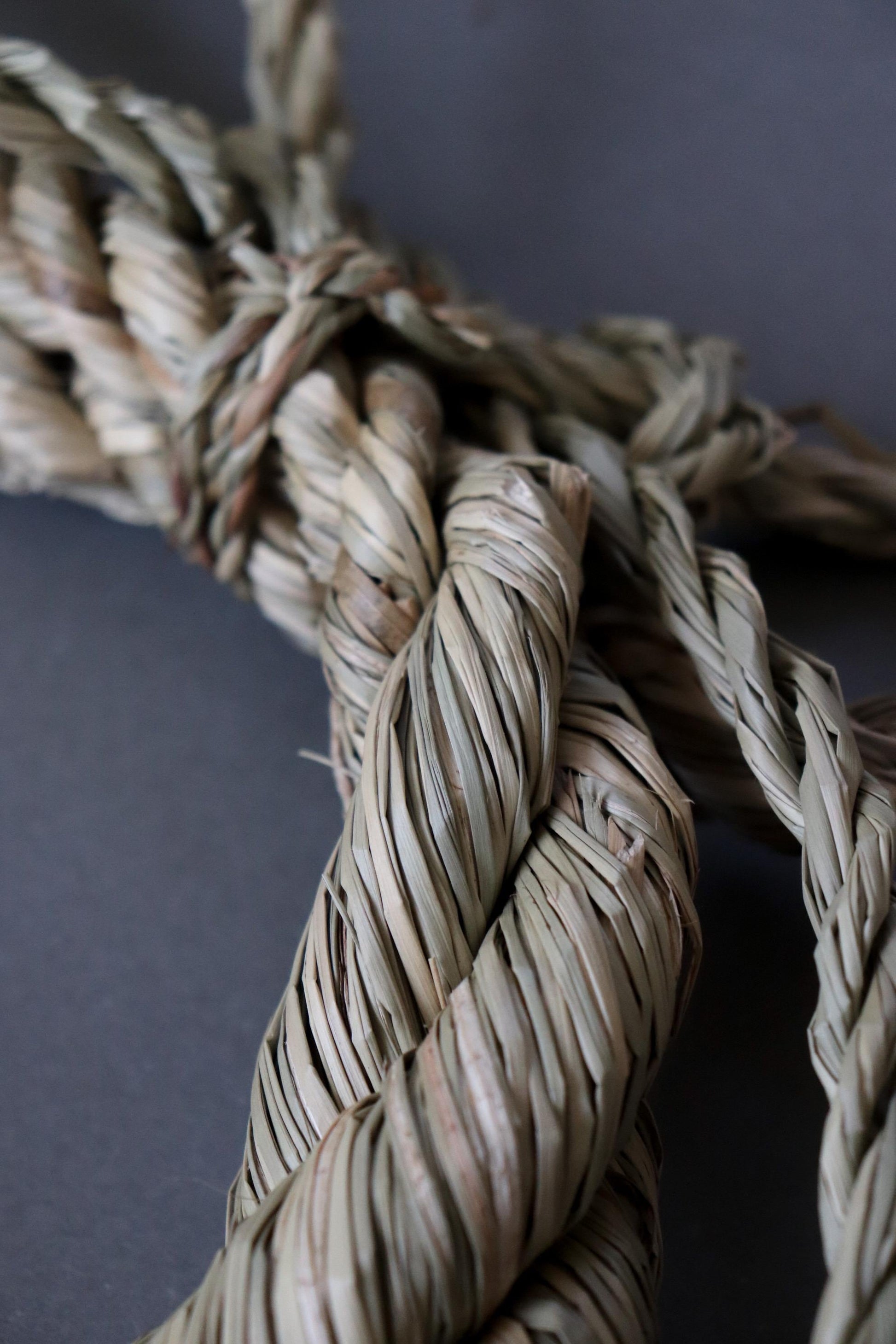 Japanese Shimenawa Sacred Rope Wreath,Traditional Straw Shinto Decoration,Natural Igusa Rope Wall Decor, Handmade Japanese New Year Ornament