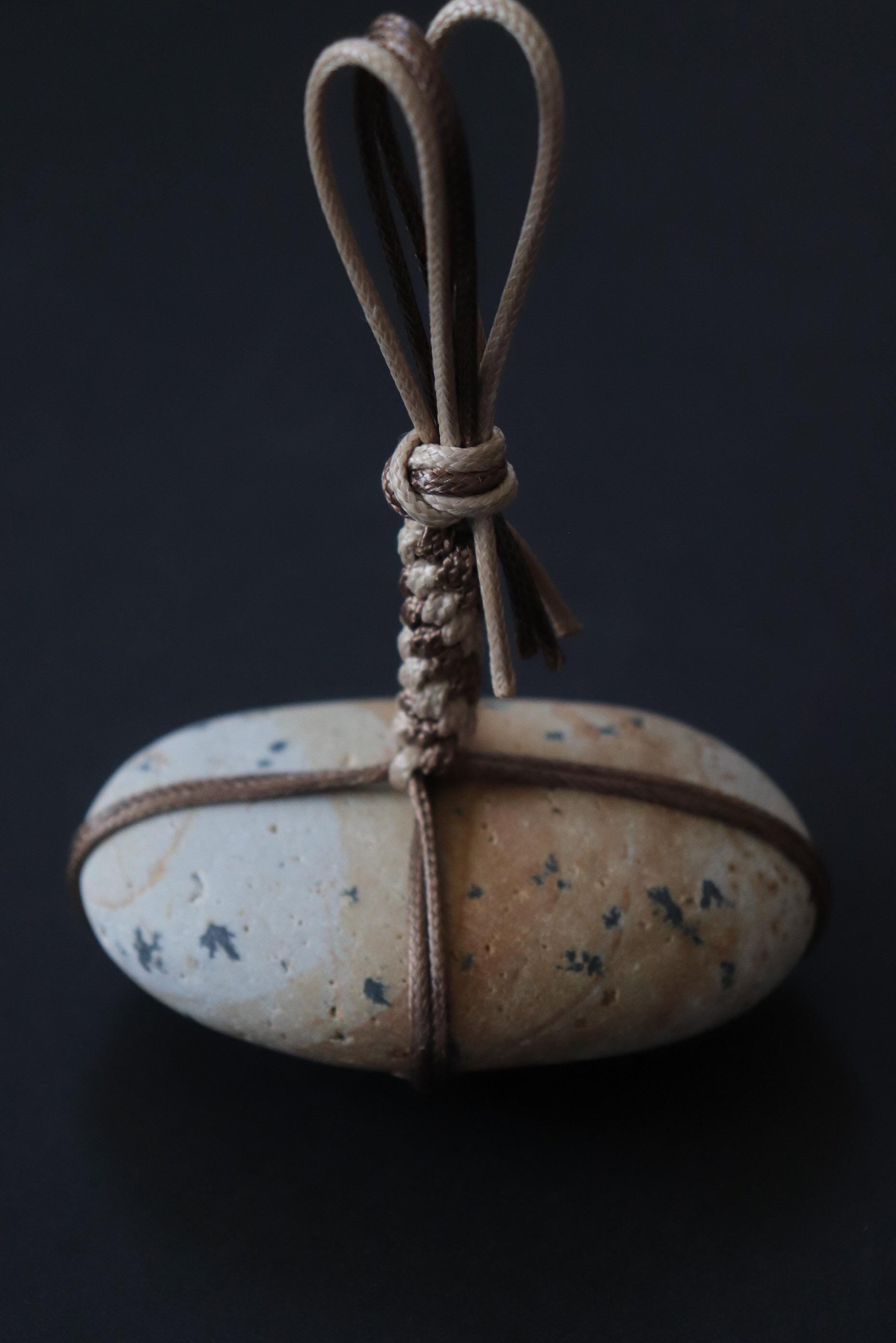 Sekimori Ishi Japanese Stone Marker Two Tone Cord Niigata Stone Zen Decor Wabi Sabi Object Minimal Sculpture