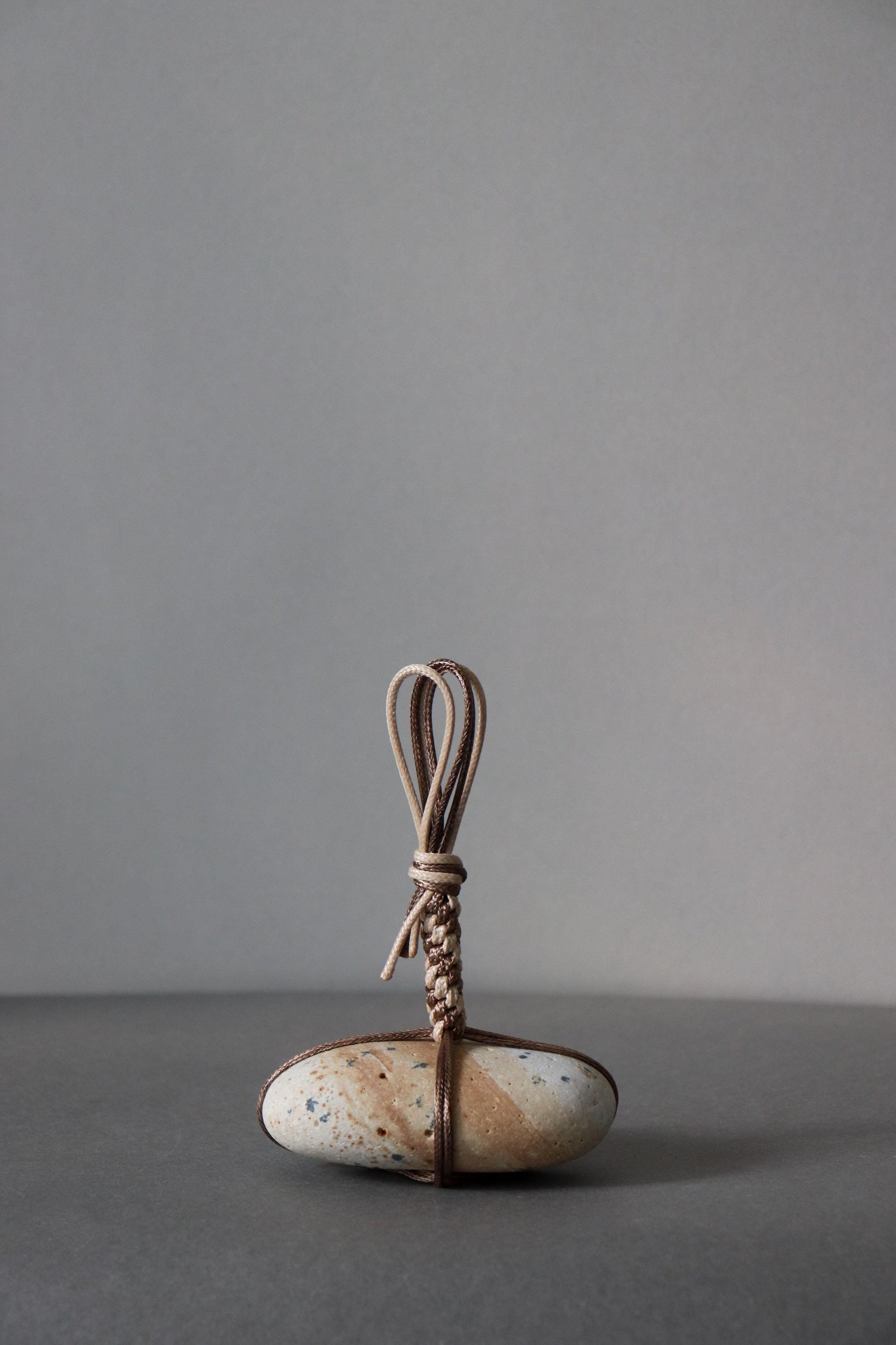 Sekimori Ishi Japanese Stone Marker Two Tone Cord Niigata Stone Zen Decor Wabi Sabi Object Minimal Sculpture