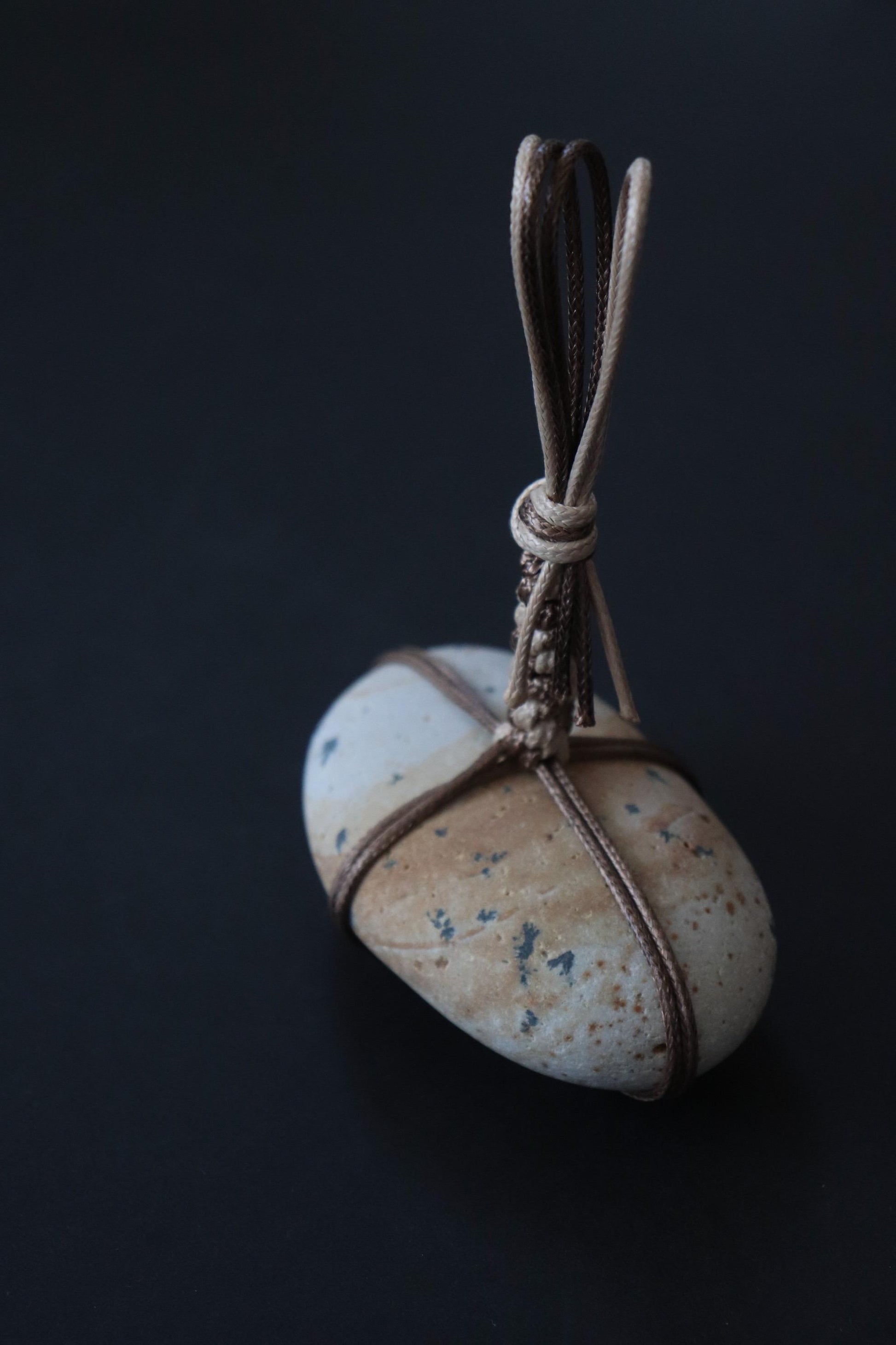 Sekimori Ishi Japanese Stone Marker Two Tone Cord Niigata Stone Zen Decor Wabi Sabi Object Minimal Sculpture