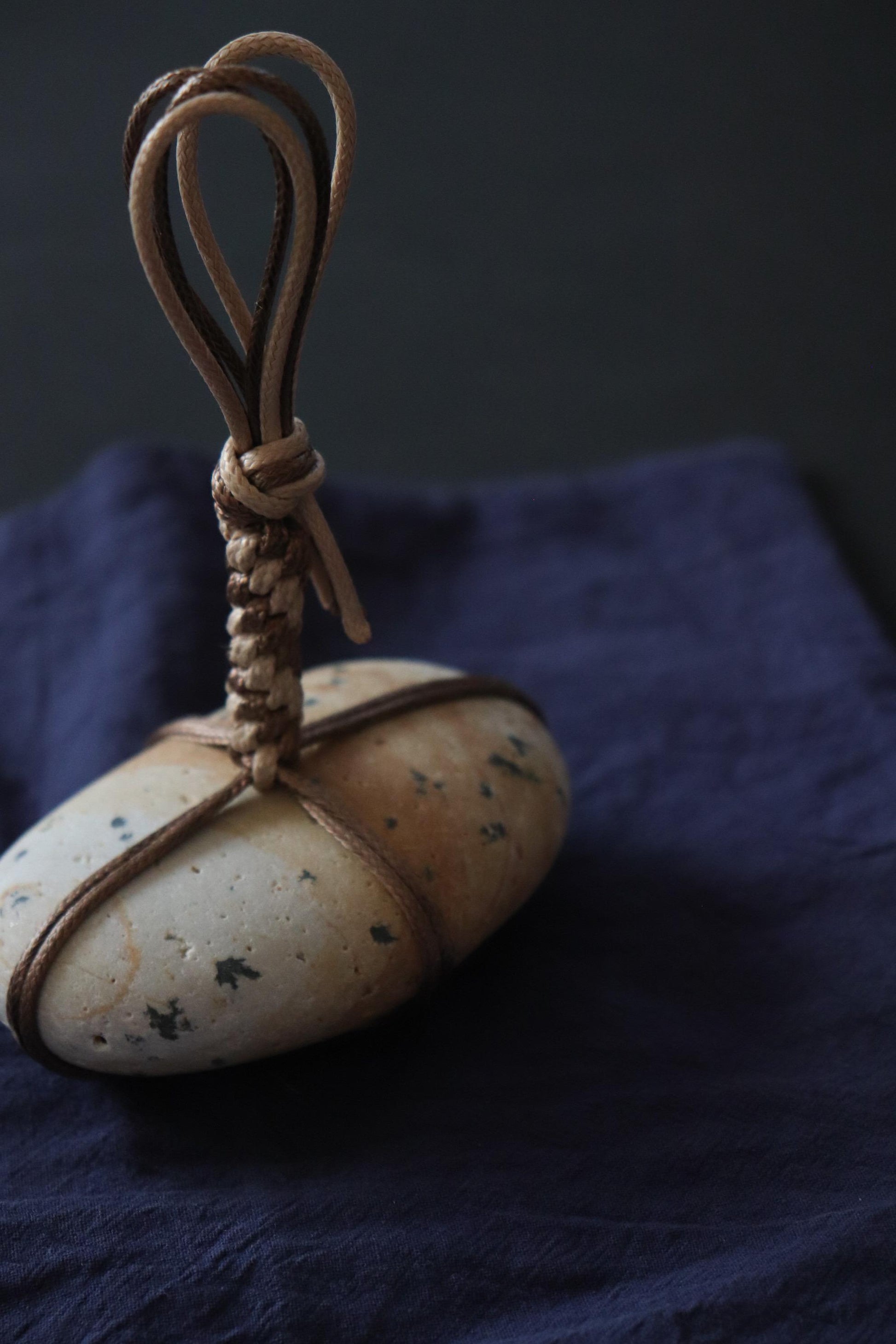 Sekimori Ishi Japanese Stone Marker Two Tone Cord Niigata Stone Zen Decor Wabi Sabi Object Minimal Sculpture