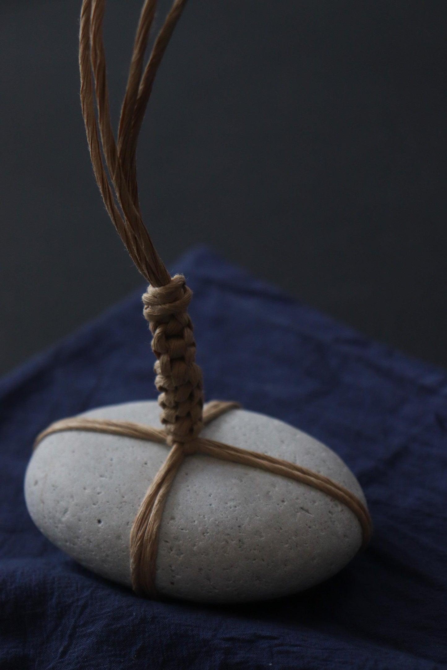 Sekimori Ishi Japanese Stone Marker Paper Cord Niigata Stone Zen Decor Wabi Sabi Minimal Object Tall Form