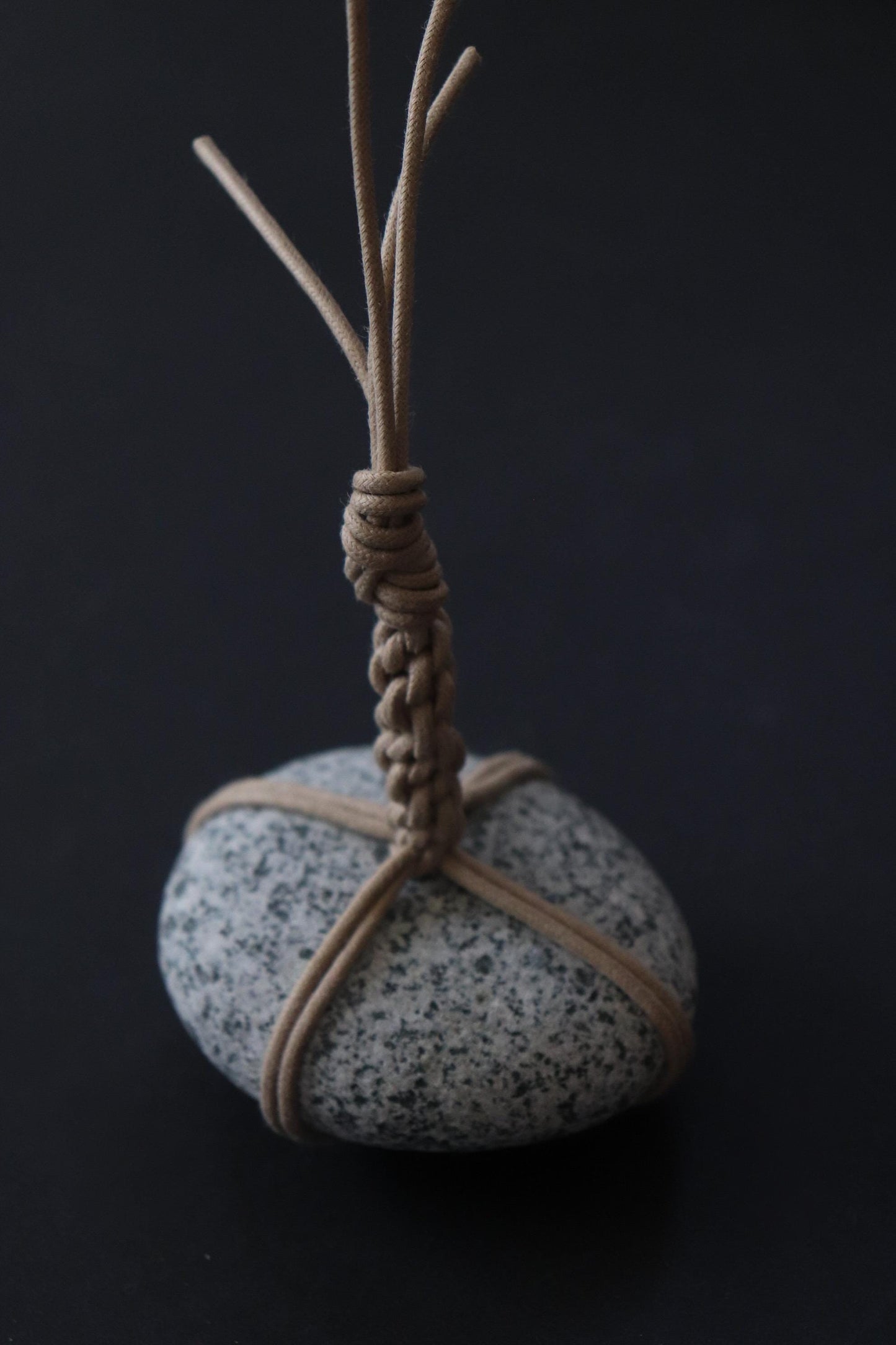 Sekimori Ishi Japanese Stone Marker Cotton Wax Cord Niigata Stone Zen Decor Wabi Sabi Object Minimal Sculpture