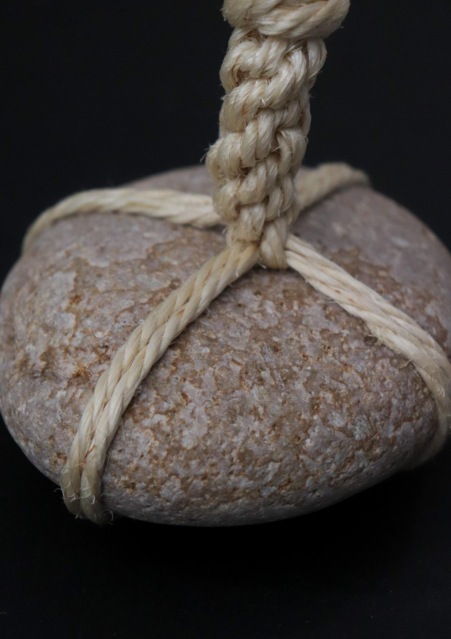 Sekimori Ishi – Himekawa Yakuseki Guardian Stone with Sisal Rope | Japanese Zen Boundary Object | Natural Stone Decor
