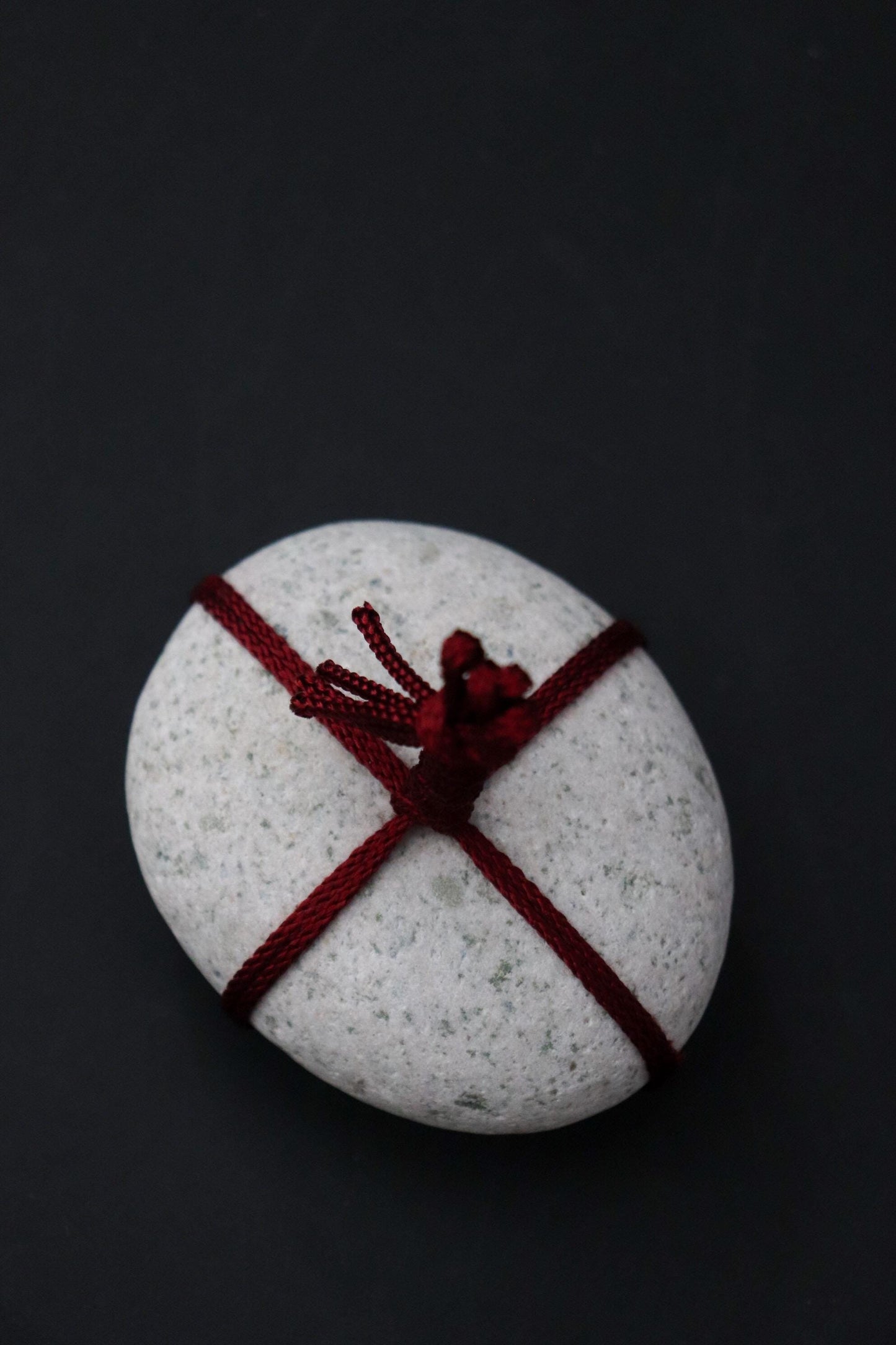 Sekimori Stone Japanese Garden Marker | Niigata Stone with Edo Kumihimo Cord | Zen Garden Decor | Wabi Sabi Japanese Stone Object