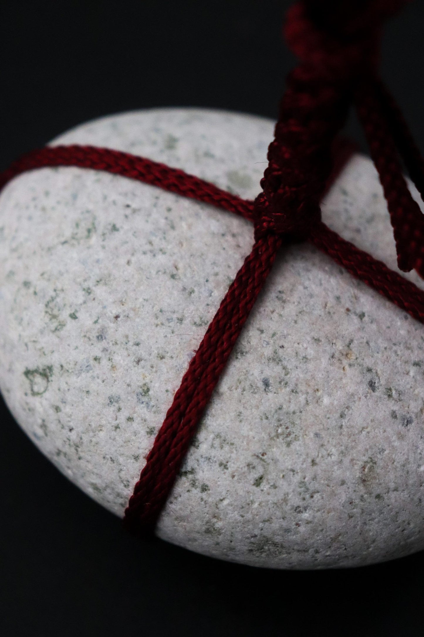 Sekimori Stone Japanese Garden Marker | Niigata Stone with Edo Kumihimo Cord | Zen Garden Decor | Wabi Sabi Japanese Stone Object