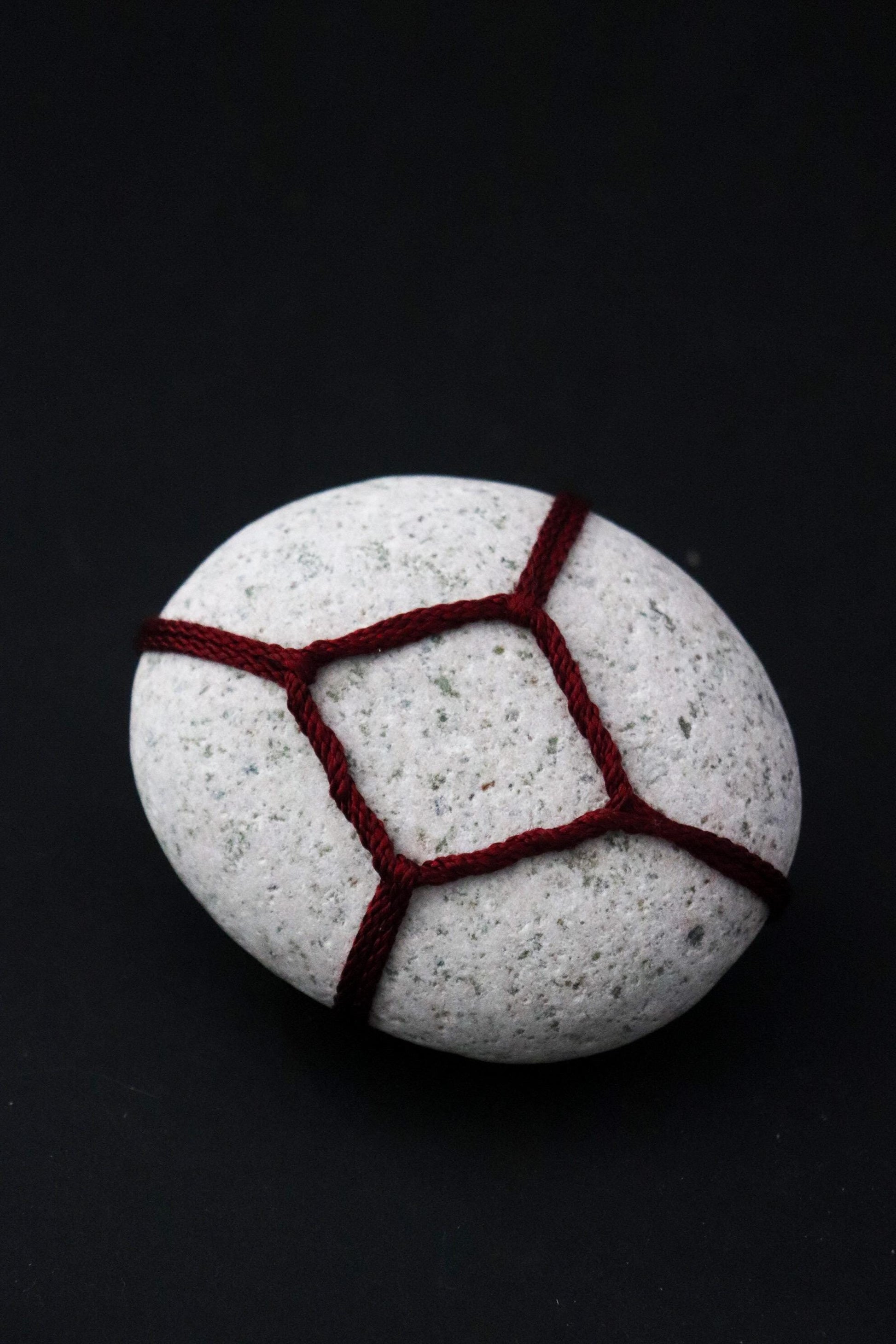 Sekimori Stone Japanese Garden Marker | Niigata Stone with Edo Kumihimo Cord | Zen Garden Decor | Wabi Sabi Japanese Stone Object