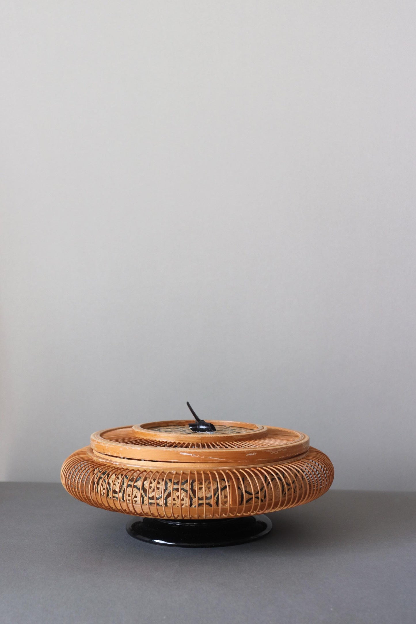 Suruga Bamboo Basket Vintage Japanese Takezaiku Handmade Storage Box Signed Suzuki Kikujirō Wabi Sabi Decor