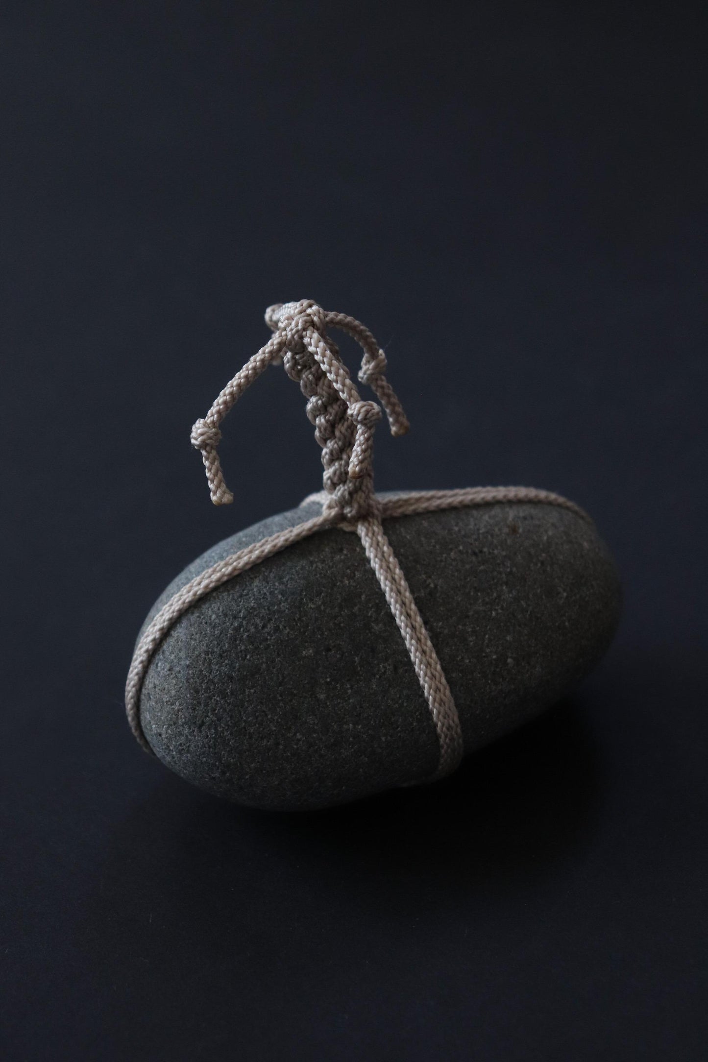 Sekimori Ishi Stone Japanese Garden Marker Edo Braided Cord Niigata Stone Zen Decor Wabi Sabi Object Minimal Sculpture