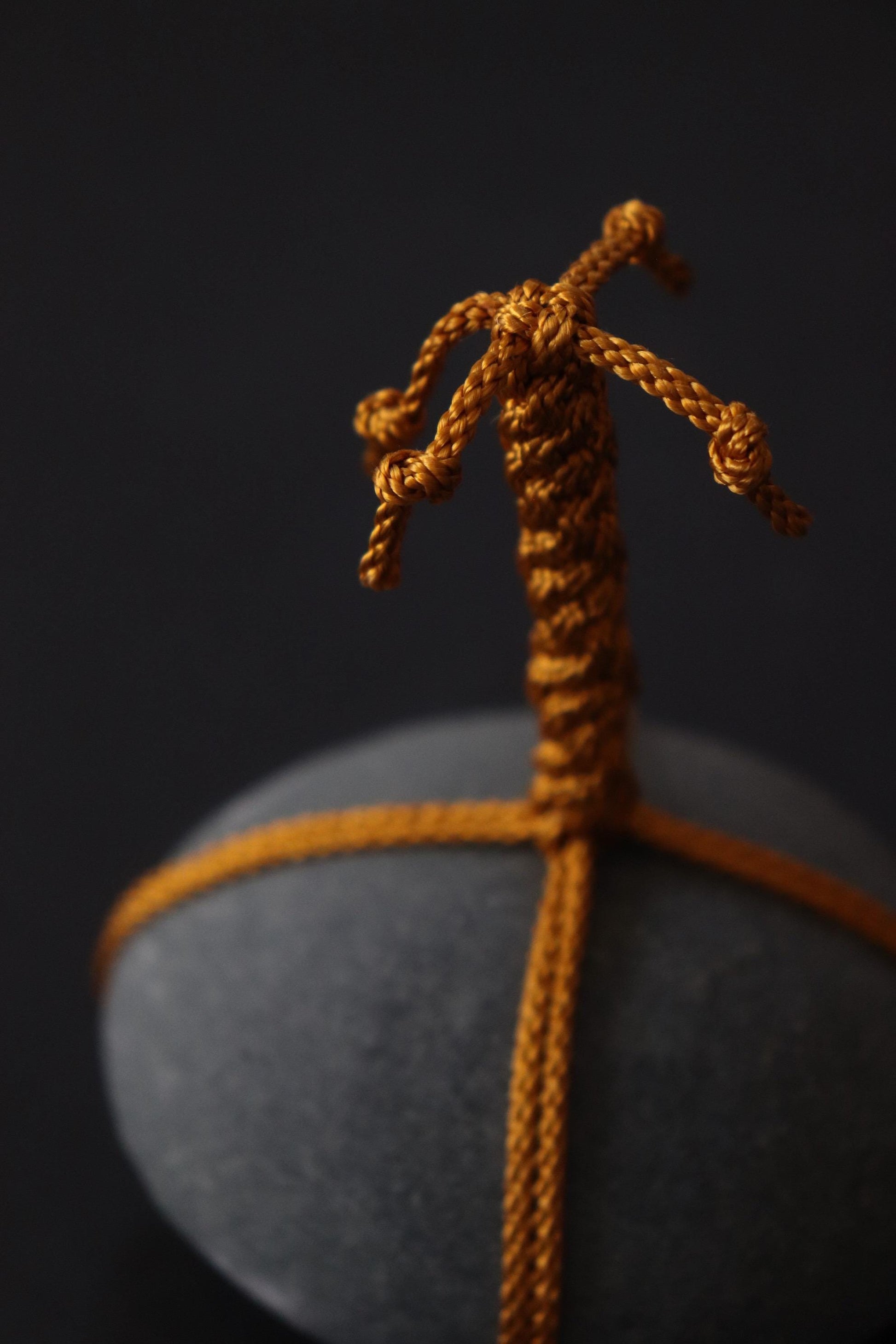 Sekimori Ishi Japanese Stone Marker Edo Braided Cord Niigata Stone Zen Decor Wabi Sabi Object Minimal Sculpture