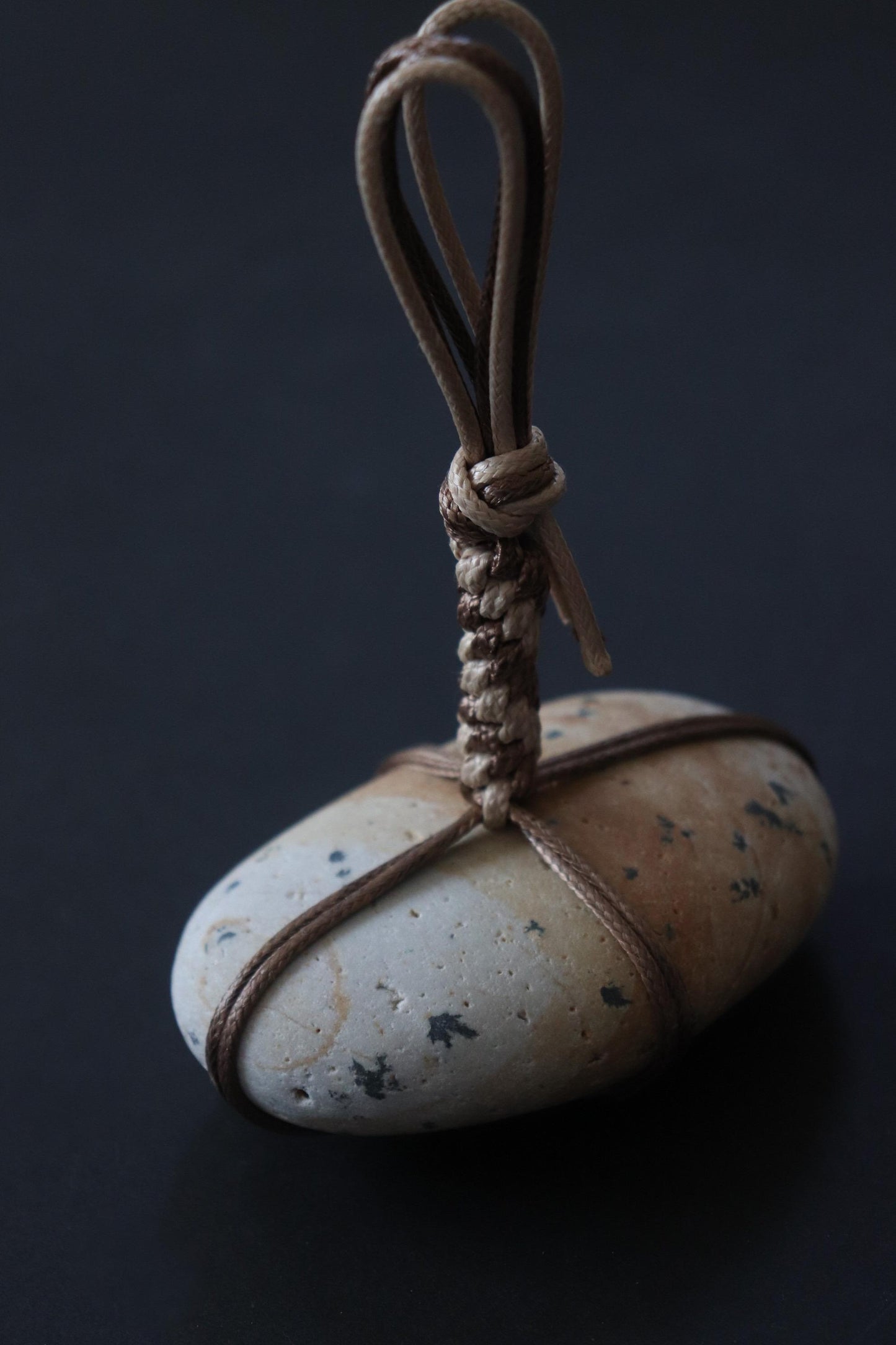 Sekimori Ishi Japanese Stone Marker Two Tone Cord Niigata Stone Zen Decor Wabi Sabi Object Minimal Sculpture