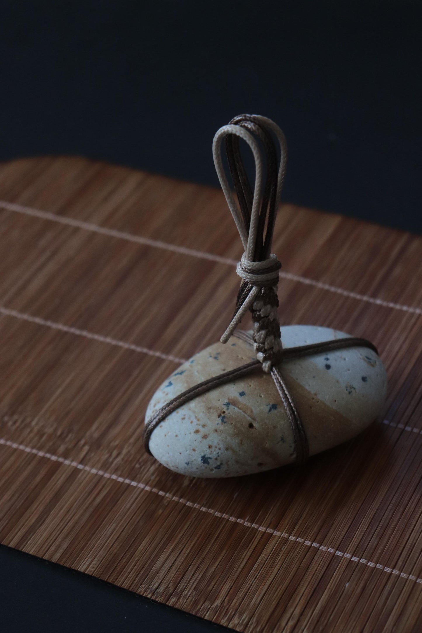 Sekimori Ishi Japanese Stone Marker Two Tone Cord Niigata Stone Zen Decor Wabi Sabi Object Minimal Sculpture
