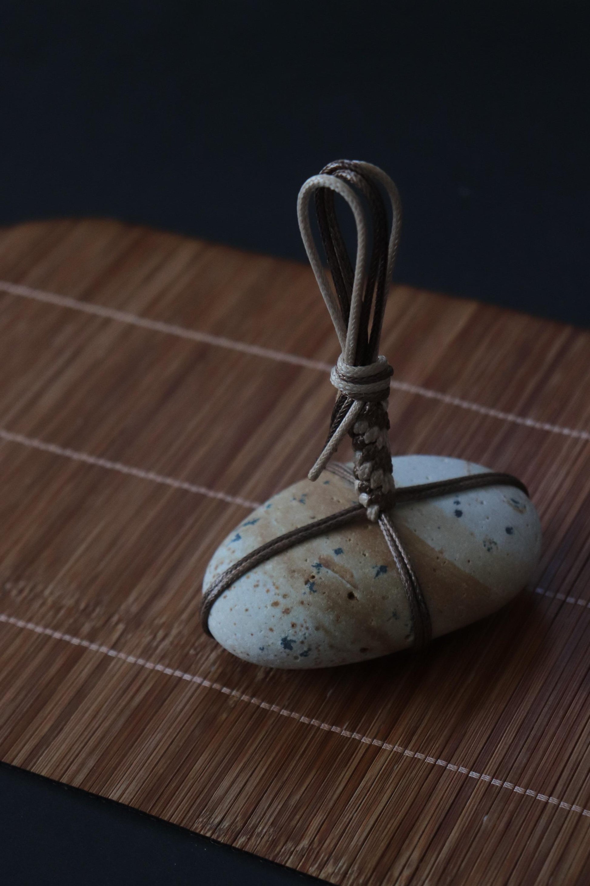 Sekimori Ishi Japanese Stone Marker Two Tone Cord Niigata Stone Zen Decor Wabi Sabi Object Minimal Sculpture